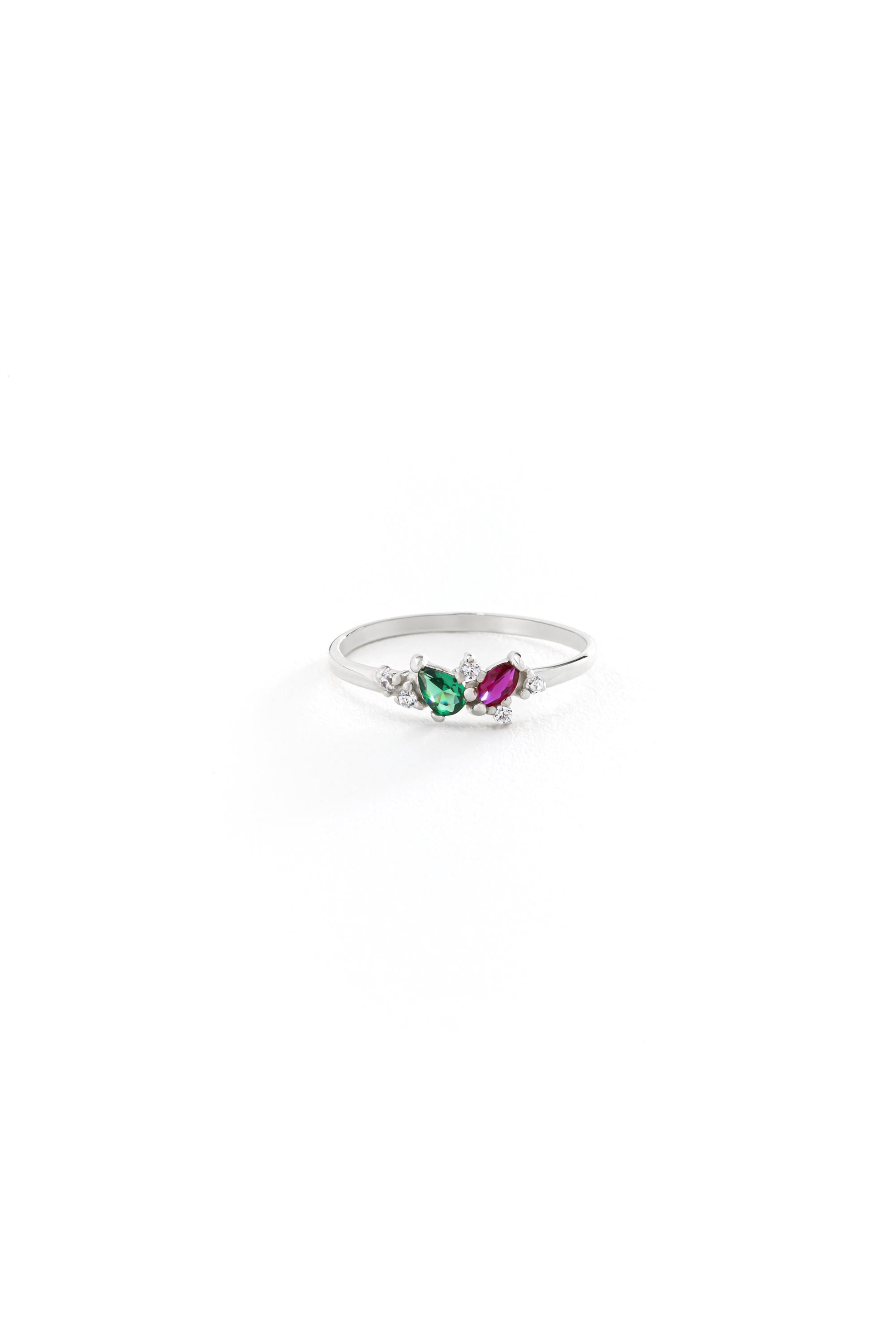 14k Gold Two Birthstone Ring