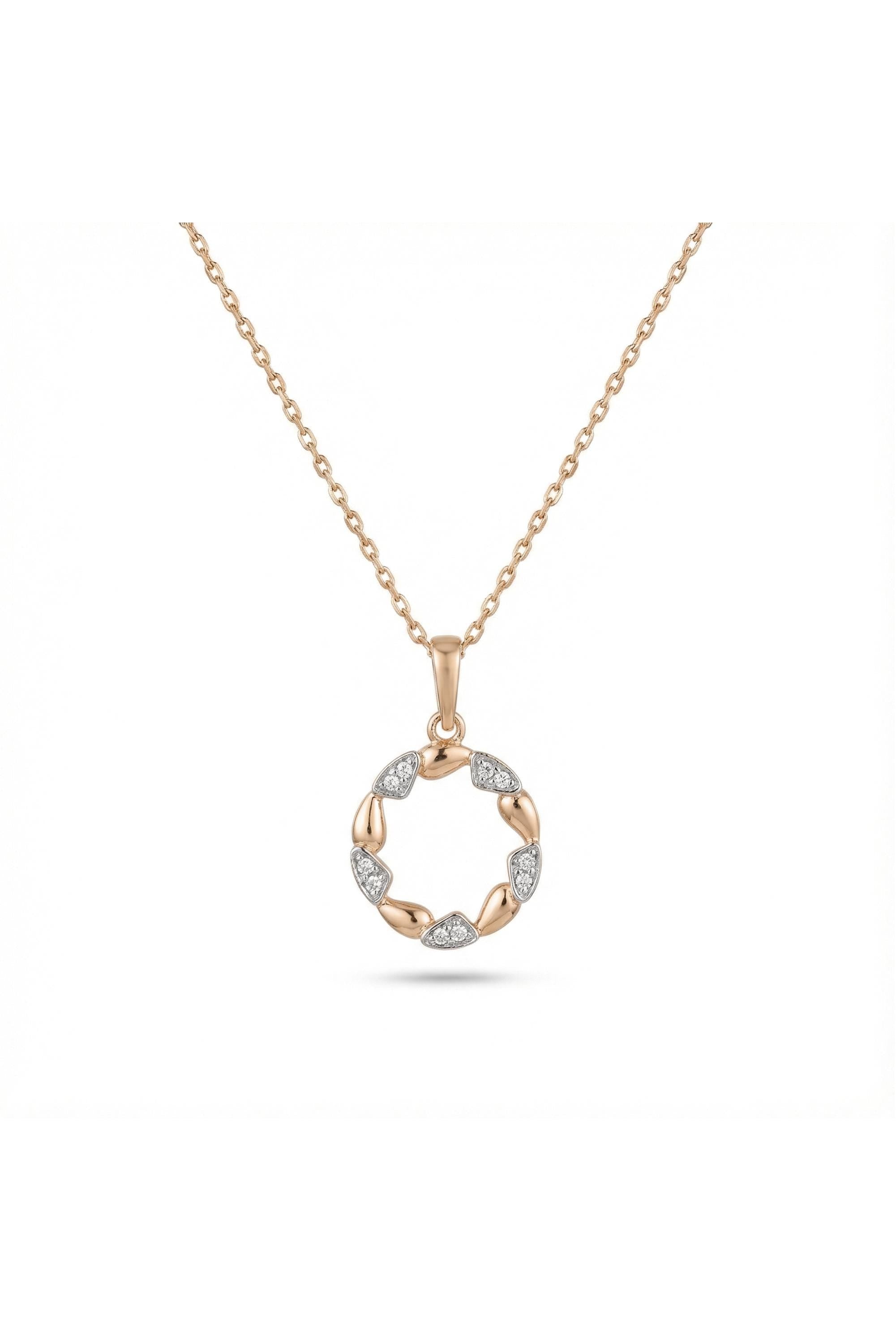 14k Gold Diamond Open Circle Necklace