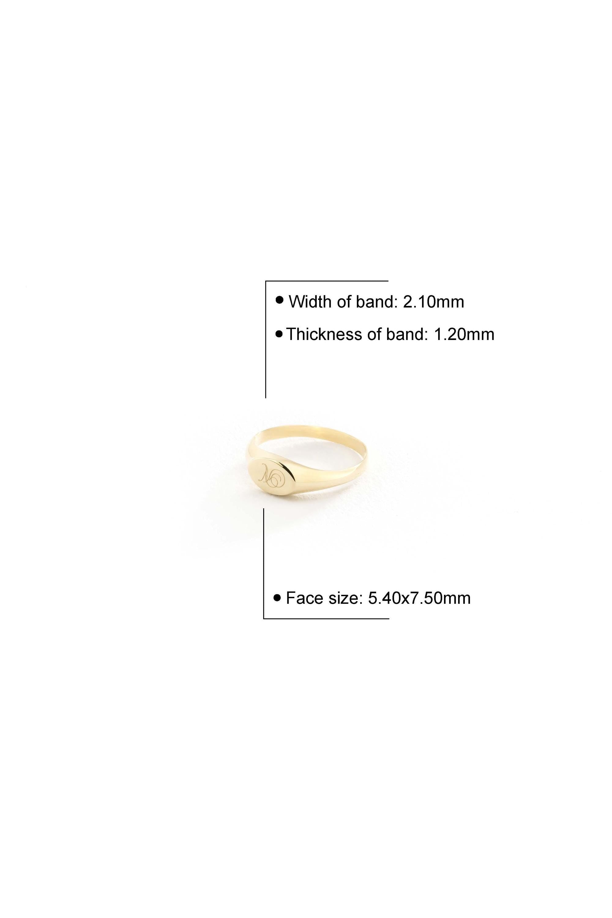 14K Small Gold Monogram Signet Ring