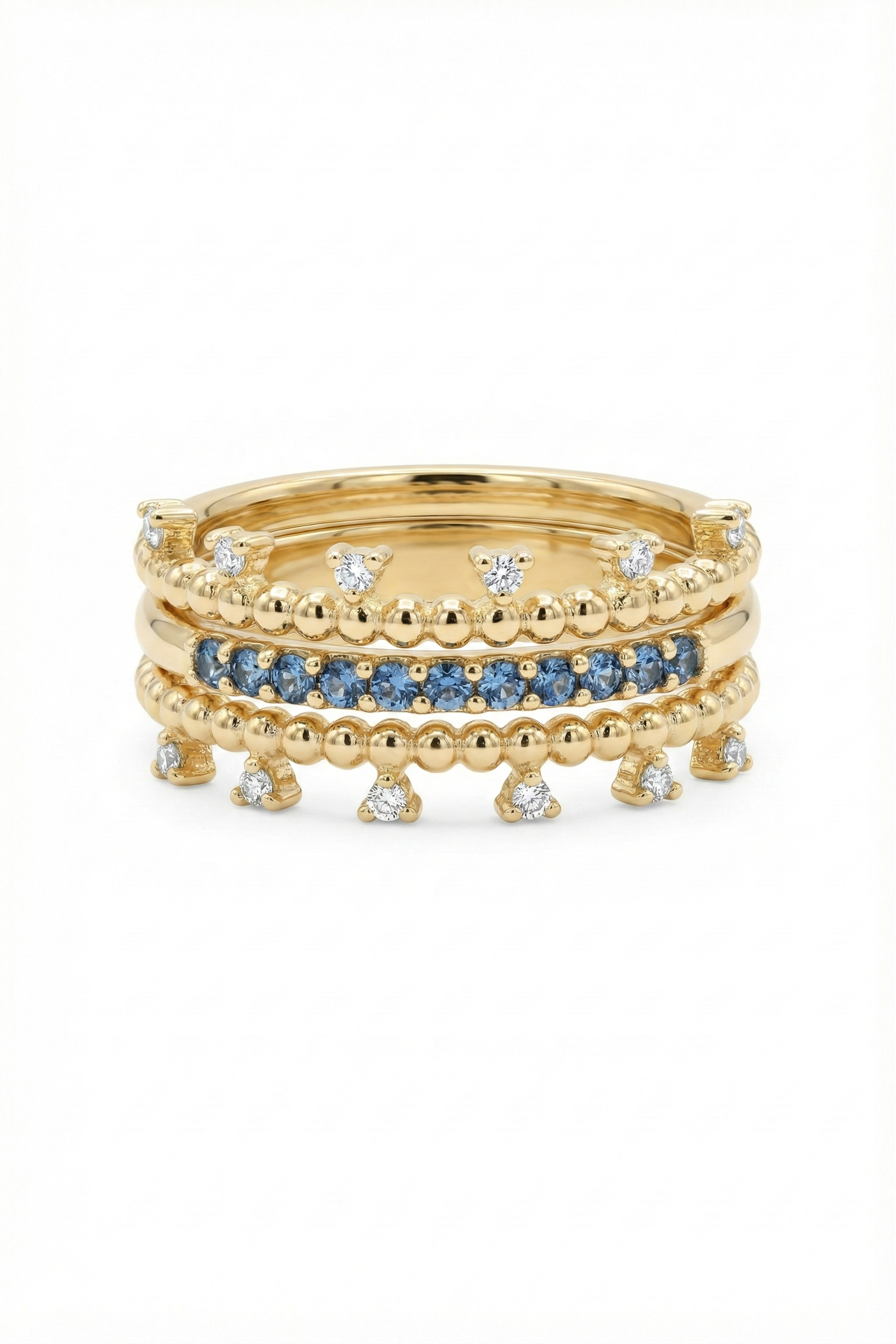 14k Gold Sultan's Crown Blue Topaz Ring