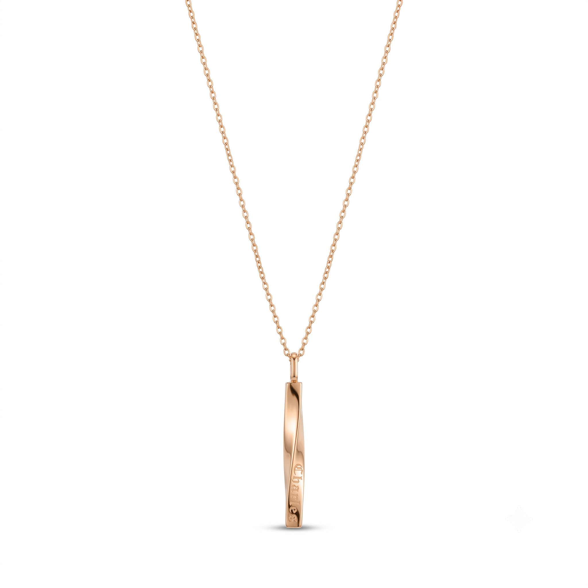 14K Gold Twisted Vertical Bar Pendant Necklace