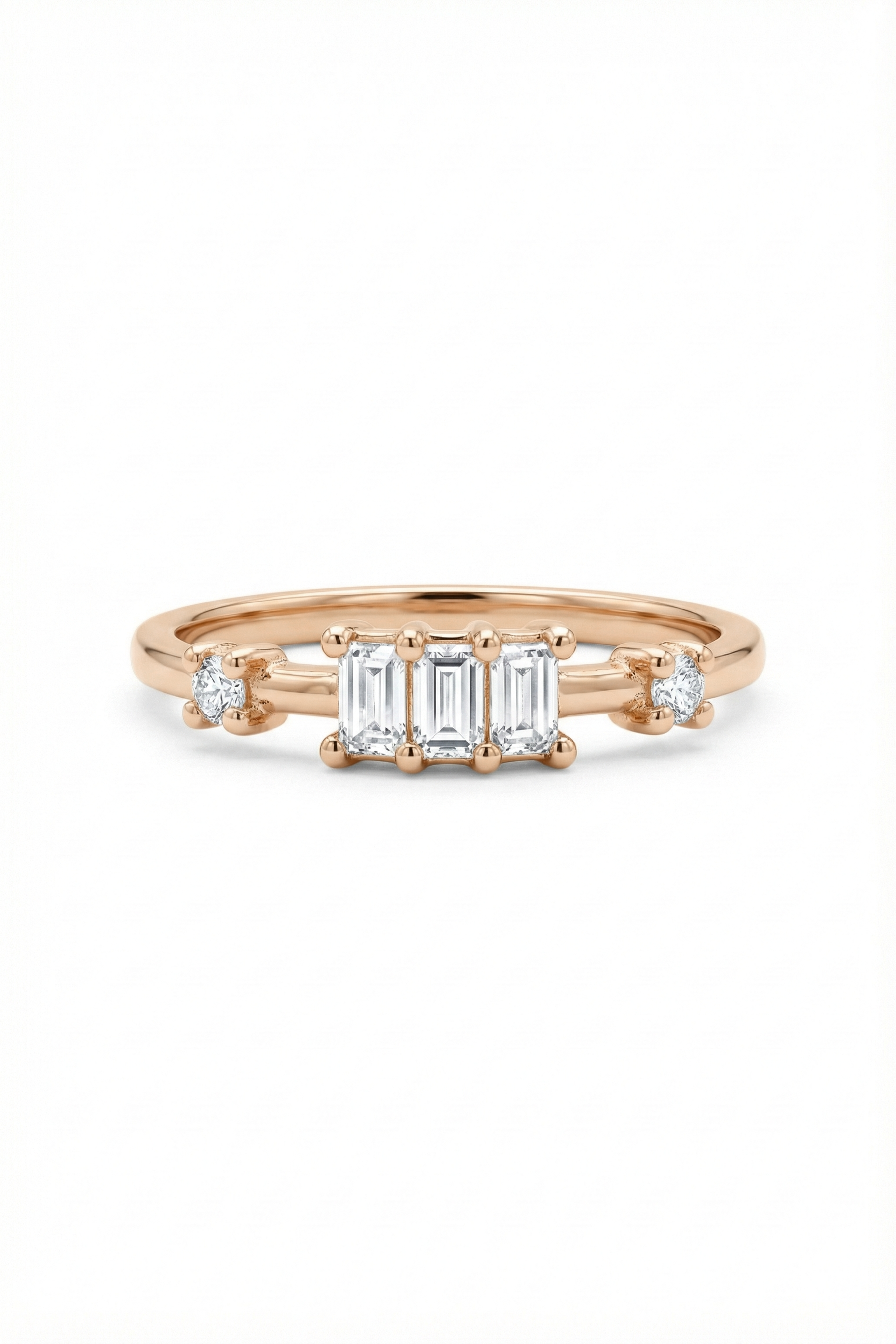 14k Gold Three Baguette Diamond Ring