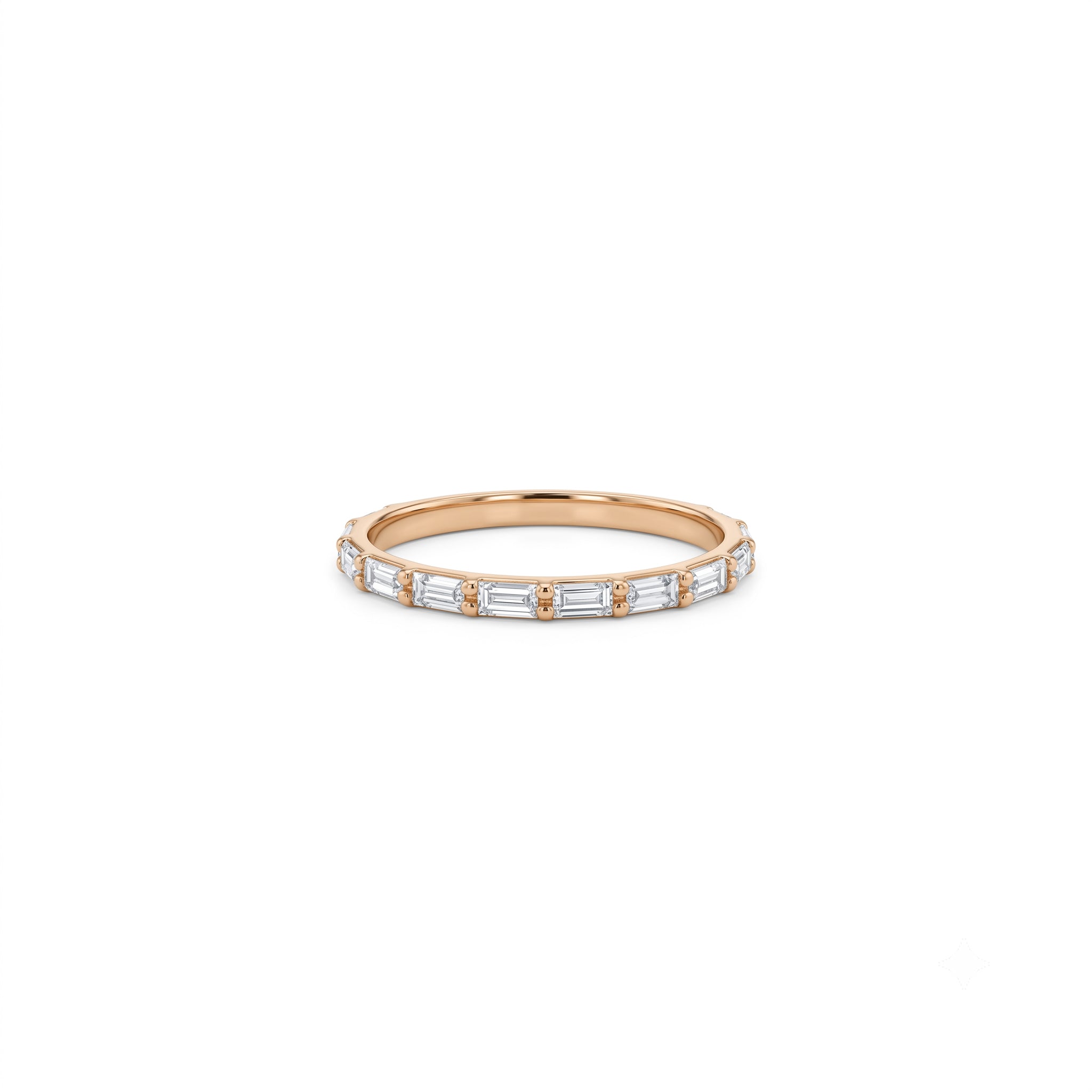 14K Gold Horizontal Baguette Diamond Stacking Band