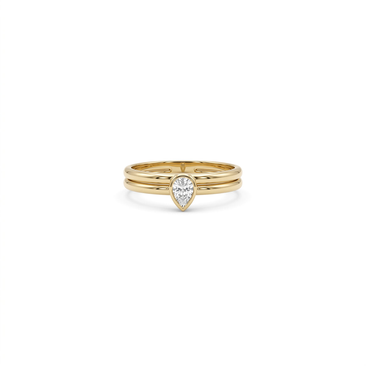 14K Gold Pear Lab Diamond Double Band Ring