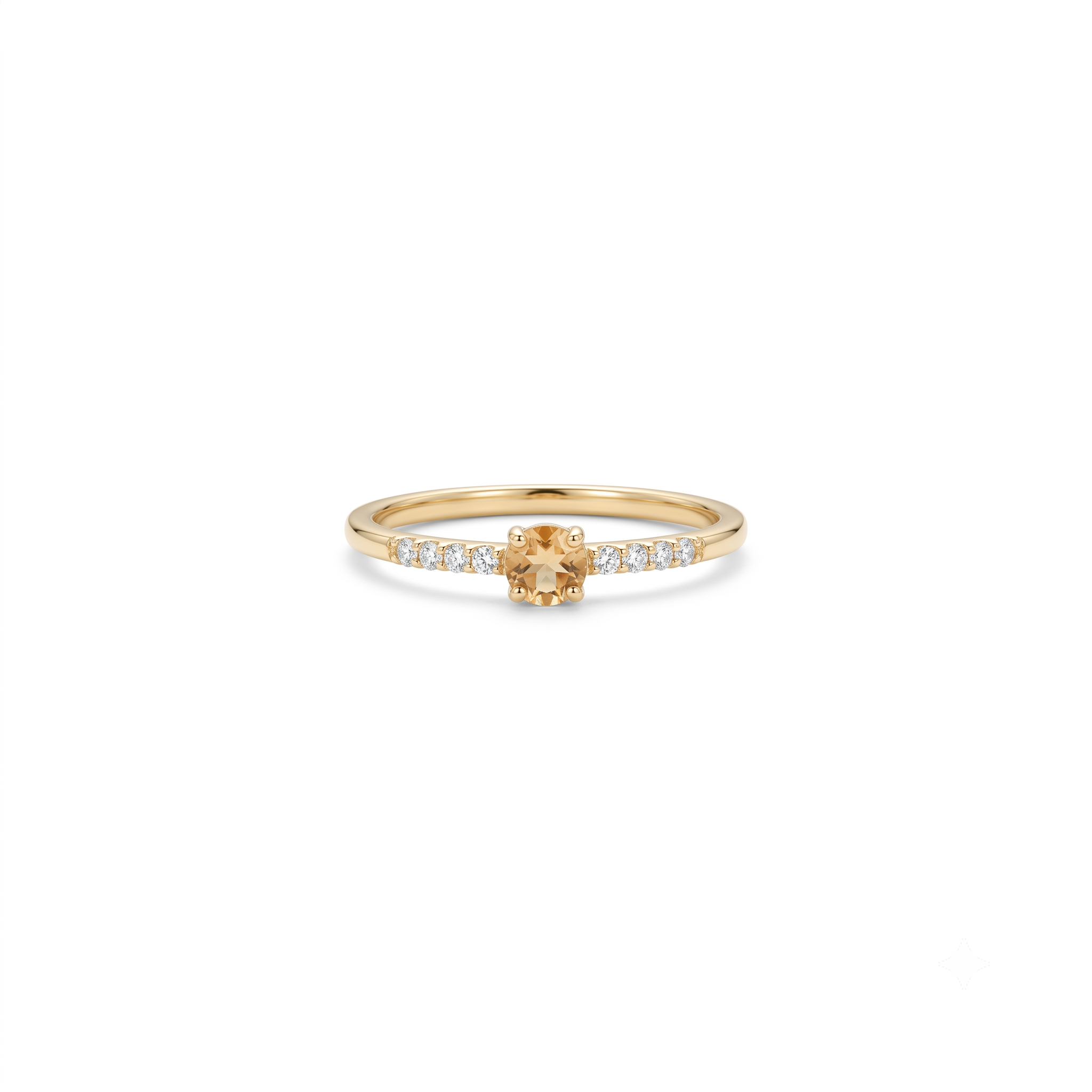 14K Gold Citrine Dainty Stacking Ring