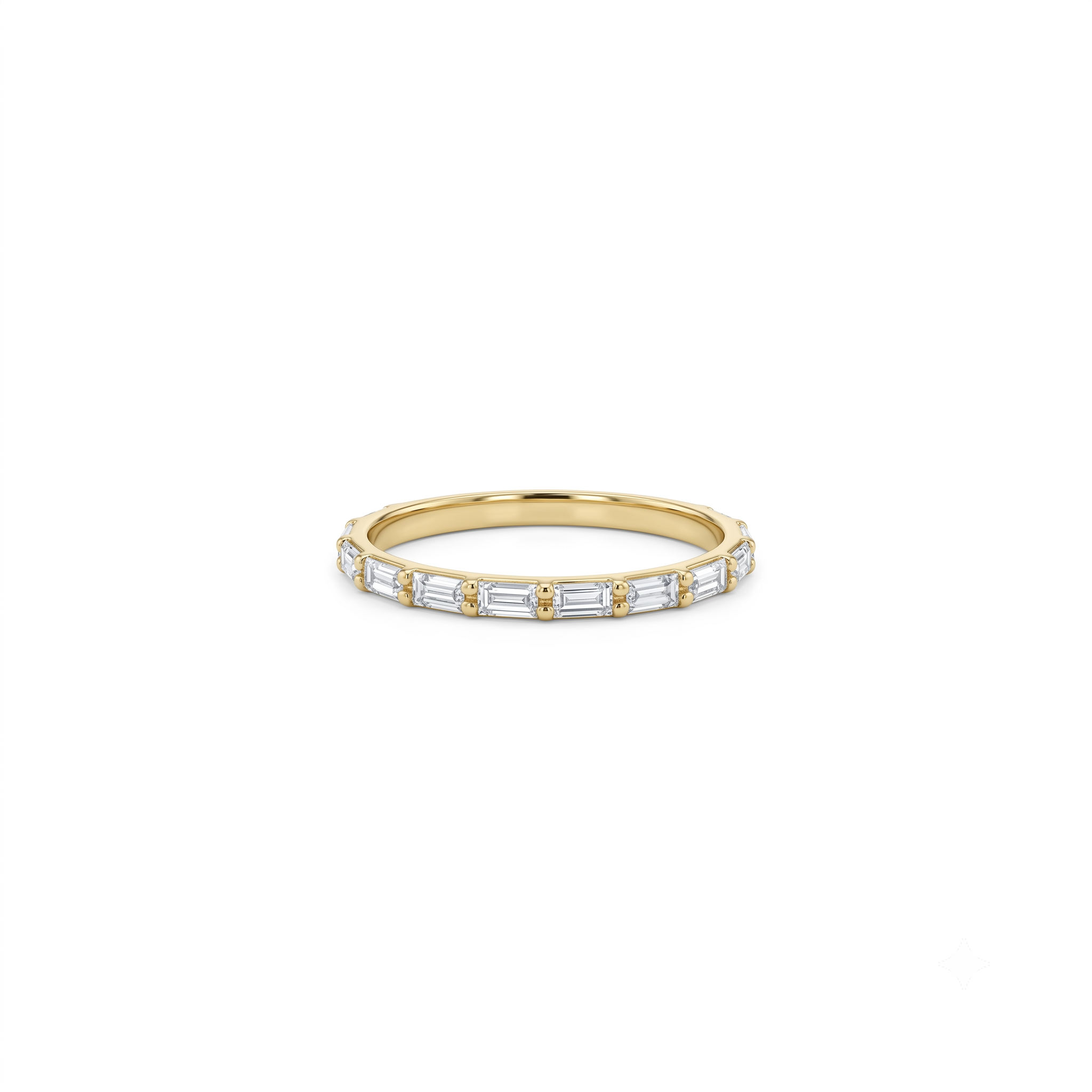 14K Gold Horizontal Baguette Diamond Stacking Band