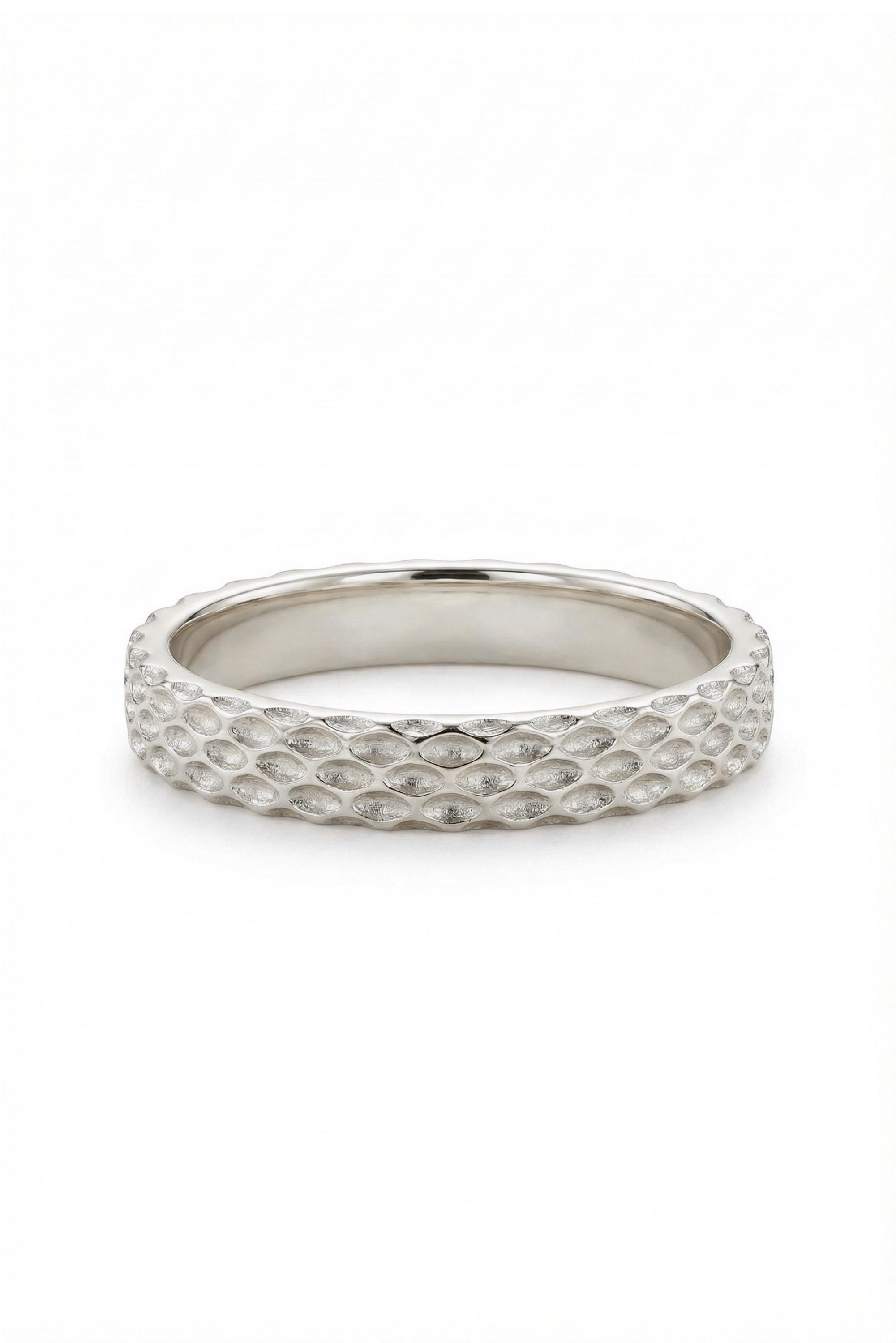 14K Gold Hobnail Pyramid Textured Stacking Band