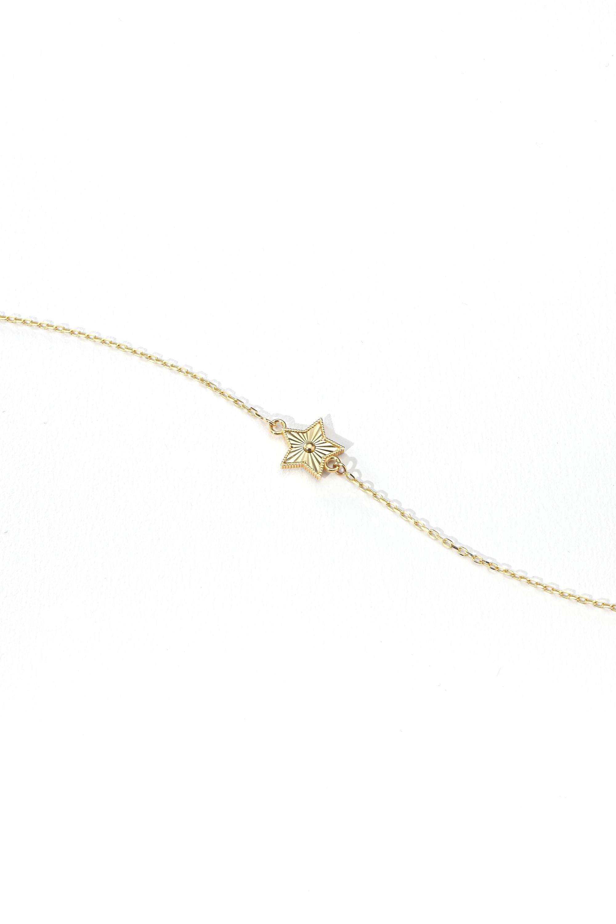 14K Solid Gold Star Bracelet