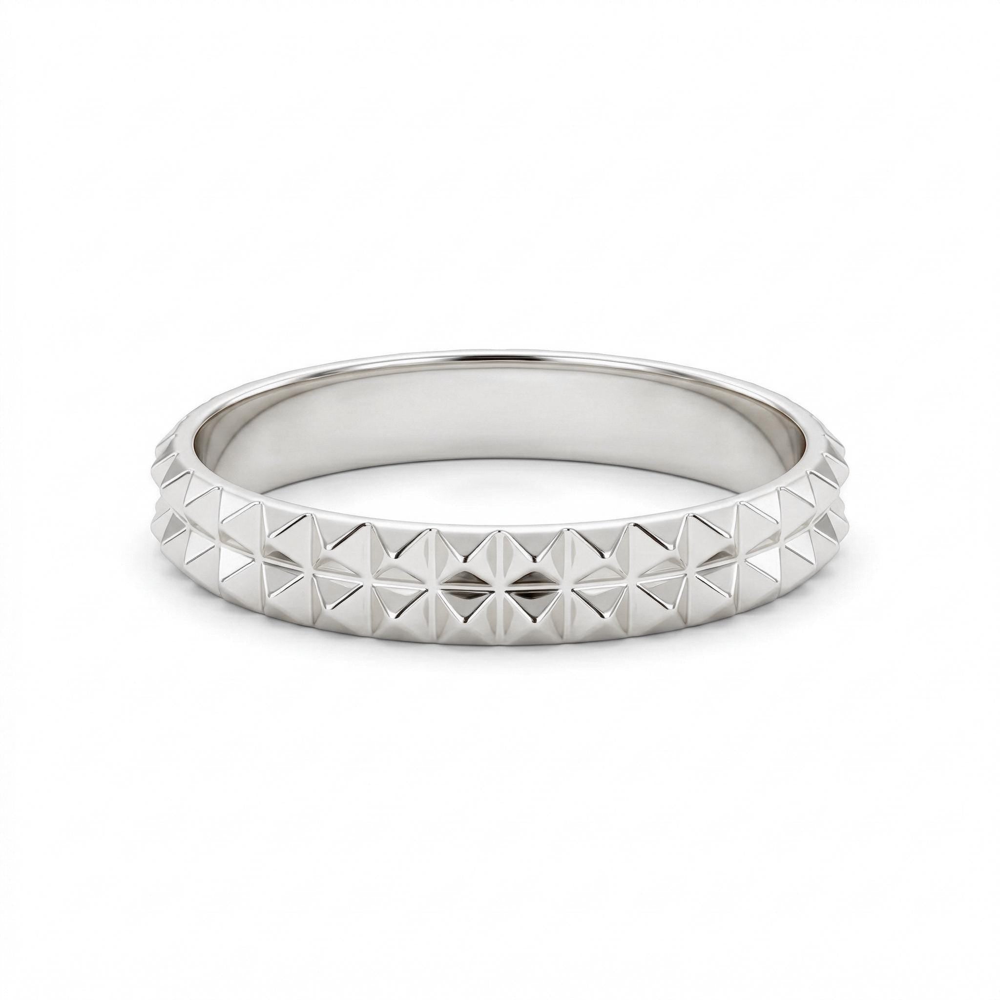 14K Gold Pattern Band Ring Minimal Geometric Gold Ring