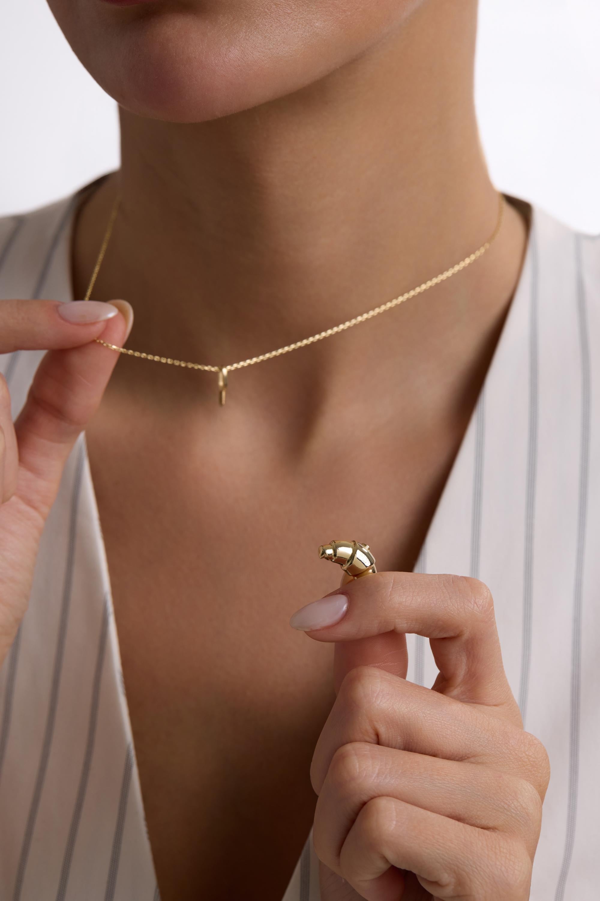14K Gold Croissant Pendant Necklace