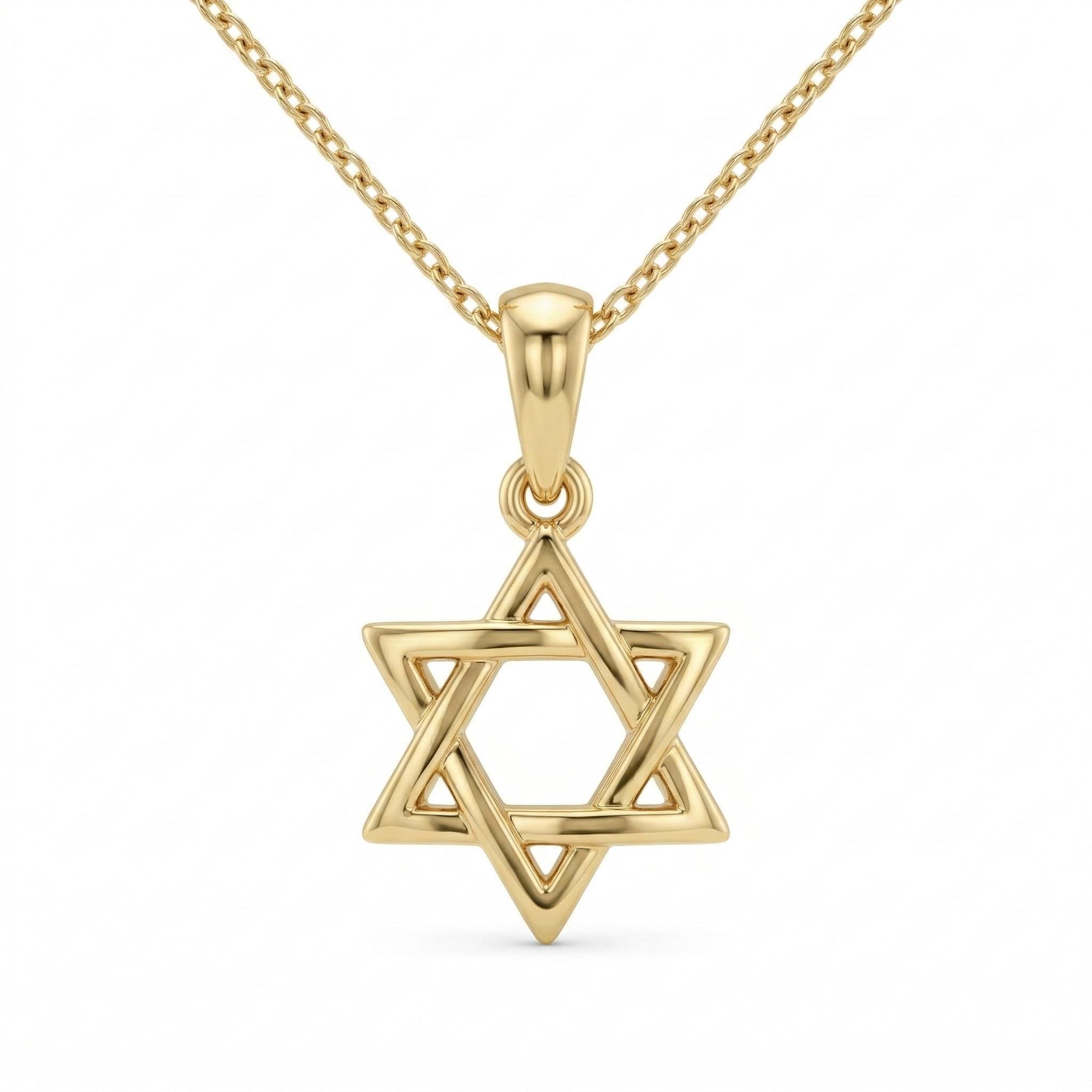 14K Gold Star of David Necklace Minimal Jewish Star Pendant