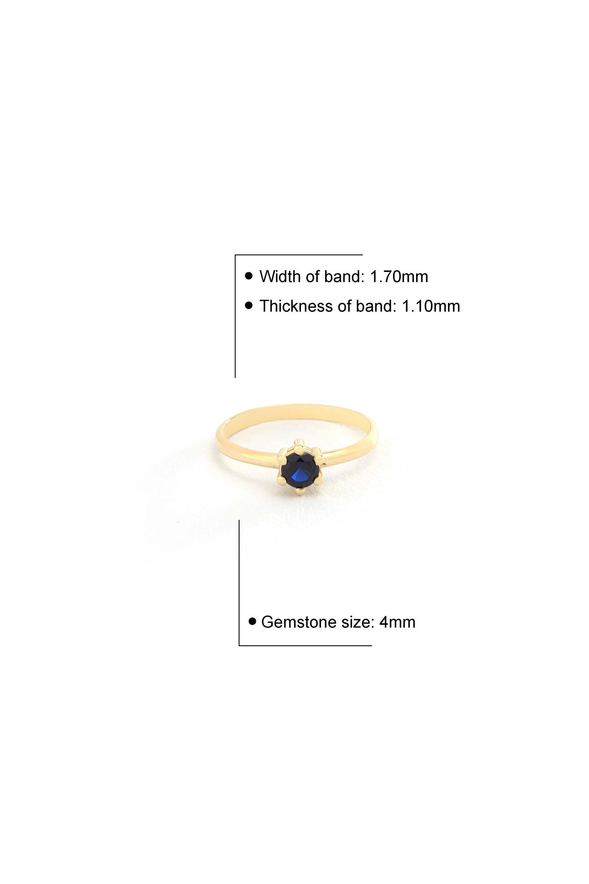 14k Dainty Sapphire Solitaire Ring