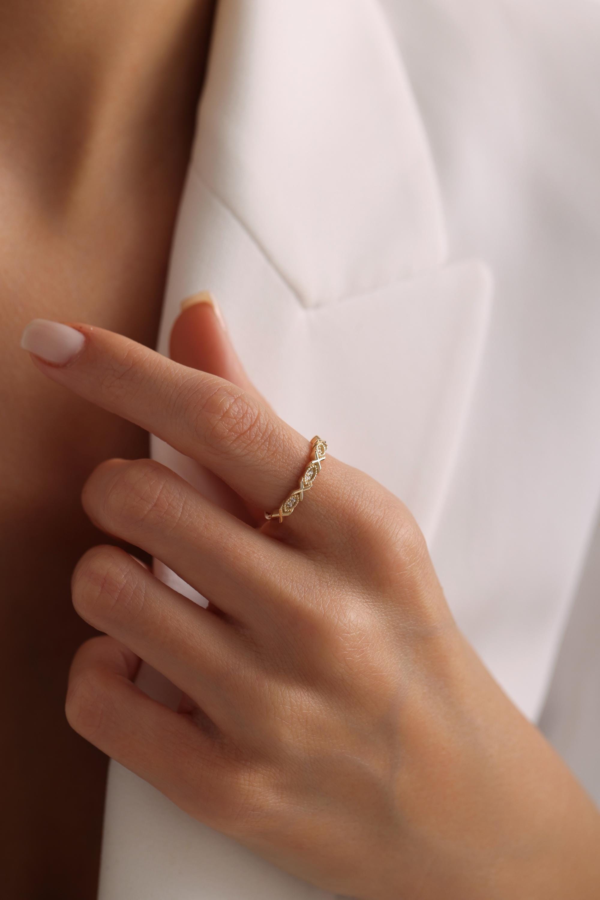 14K Solid Gold XOXO Ring