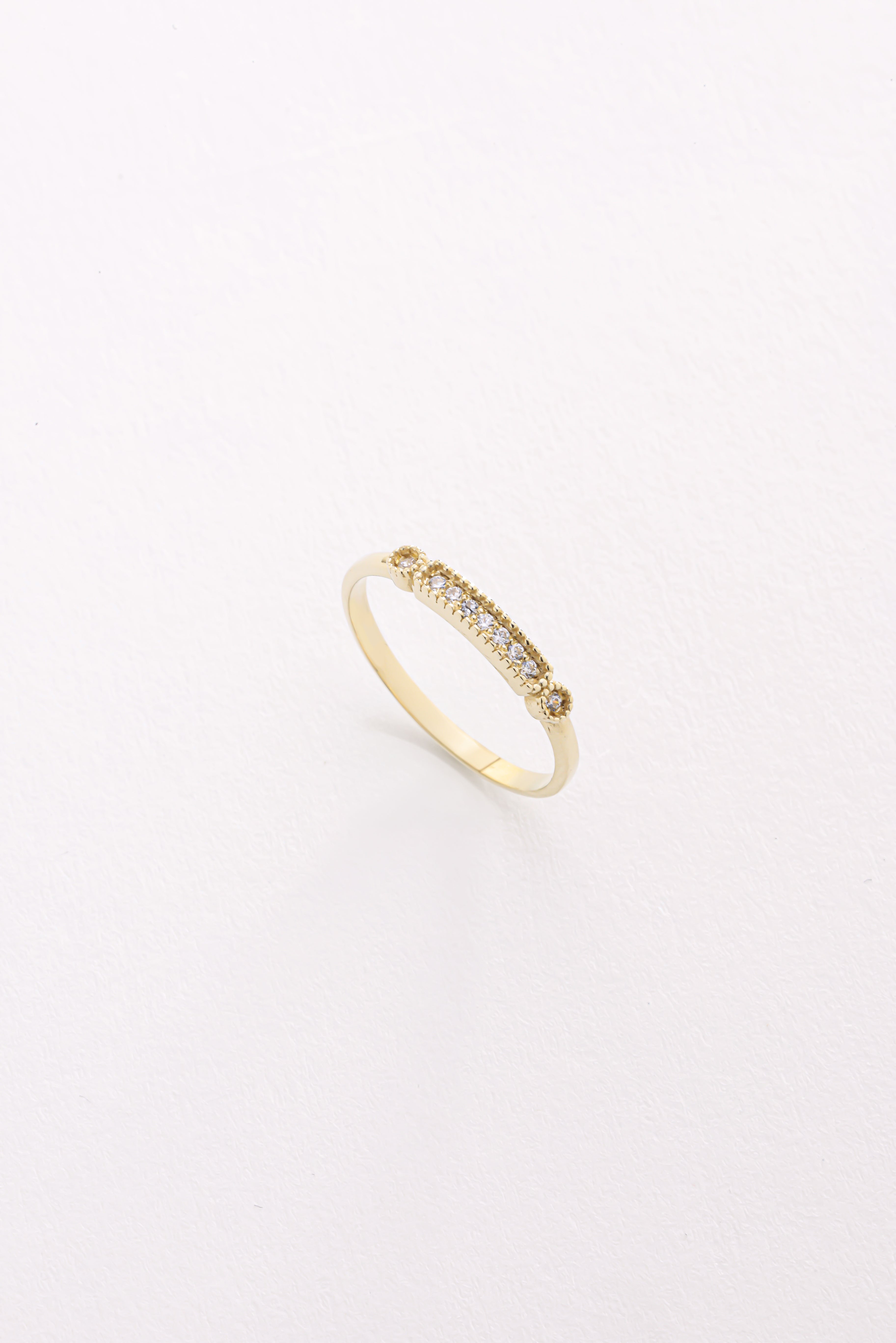 14k Milgrain Bar Ring
