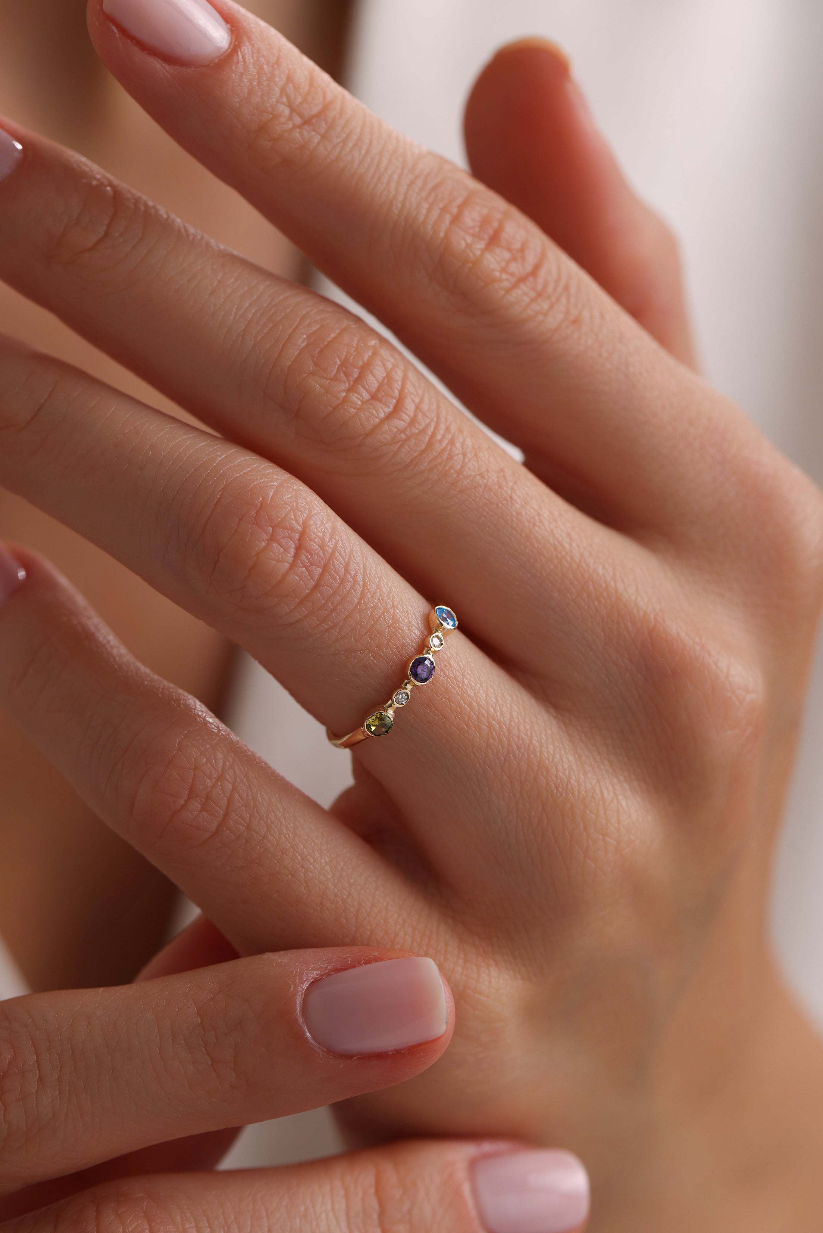 14k Gold Minimal Birthstone Ring