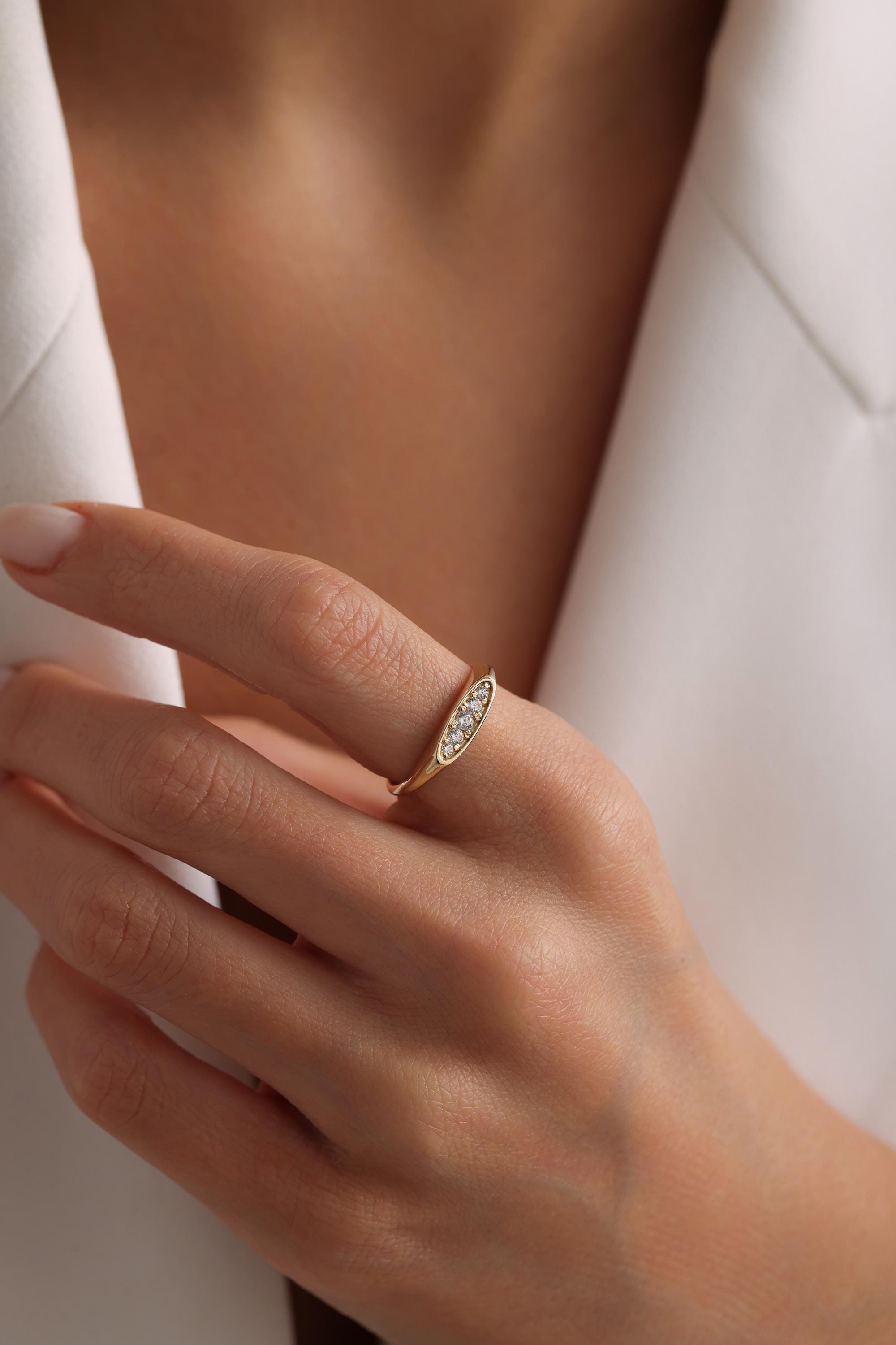14K Solid Gold Marquise Diamond Cluster Ring