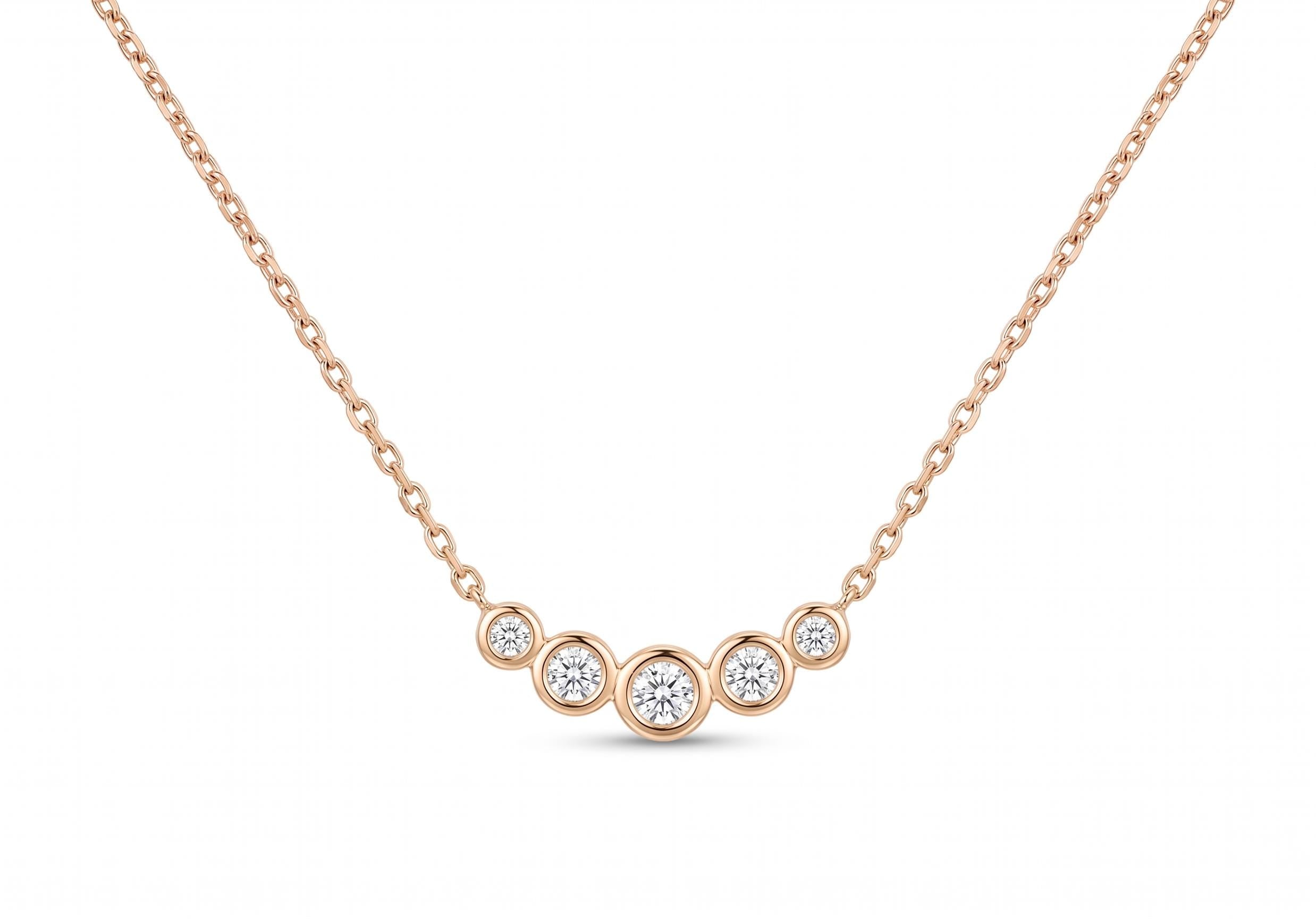 14K Solid Gold Bezel Diamond Necklace