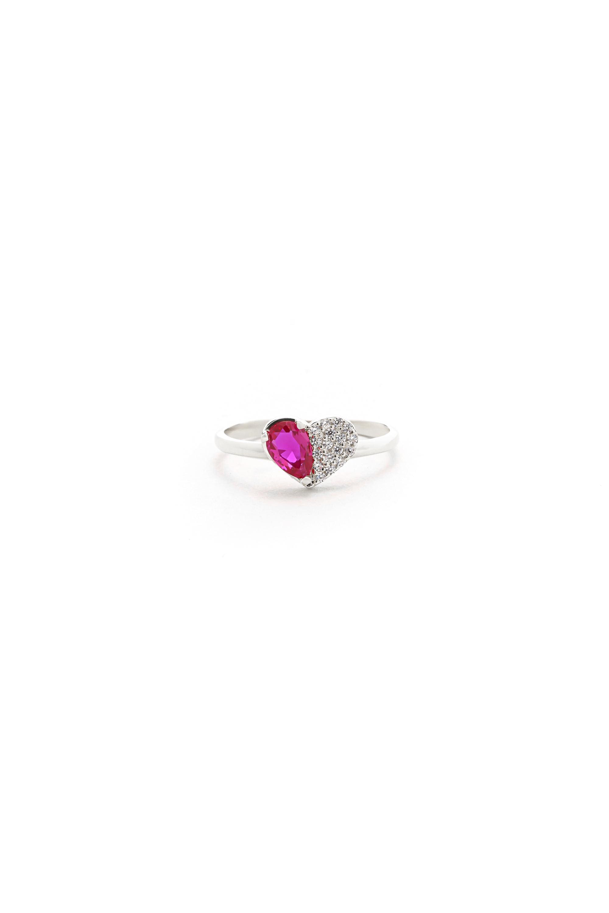 14K Solid Gold Pear Pink Gemstone & Diamond Ring