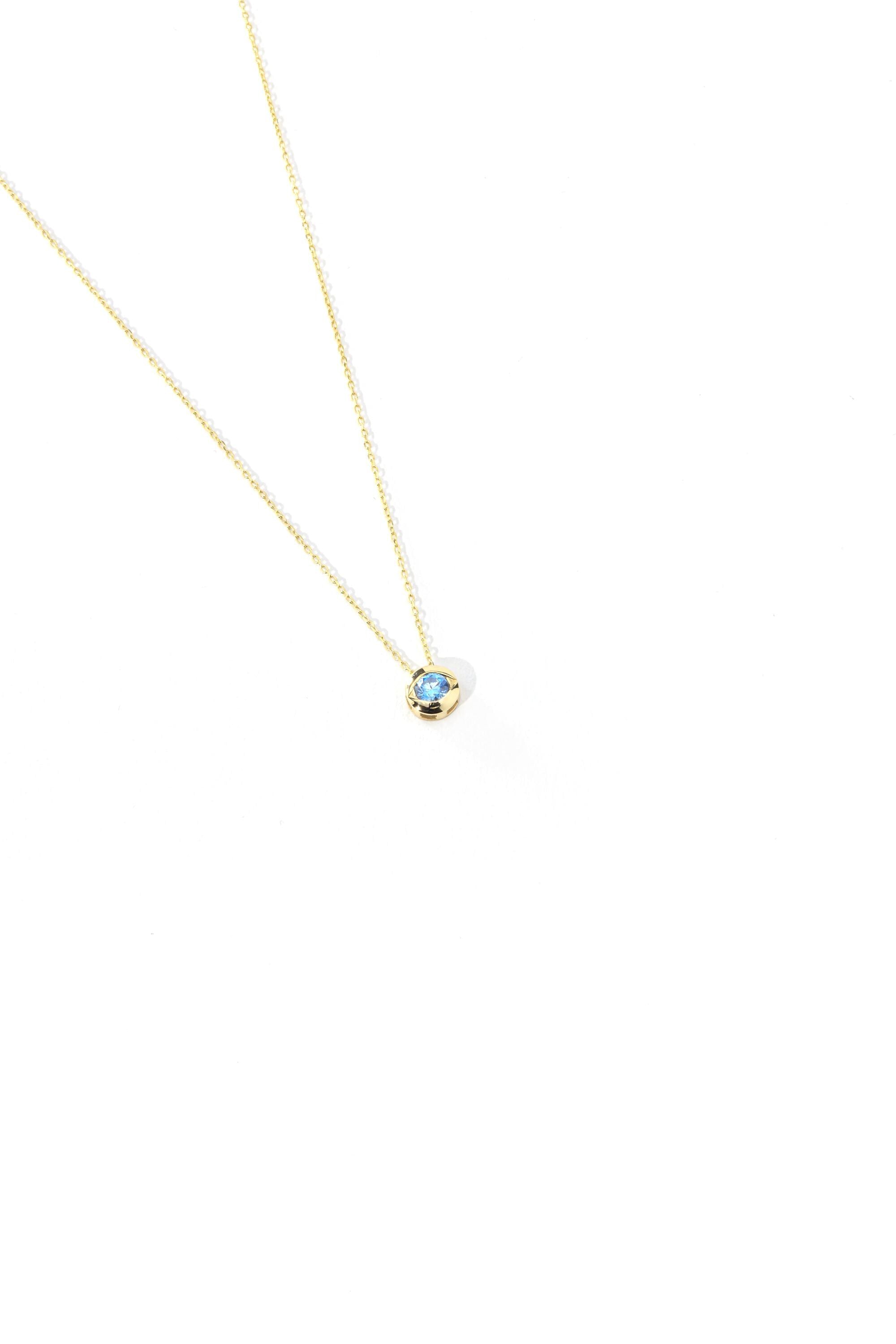 14K Gold Aquamarine Necklace
