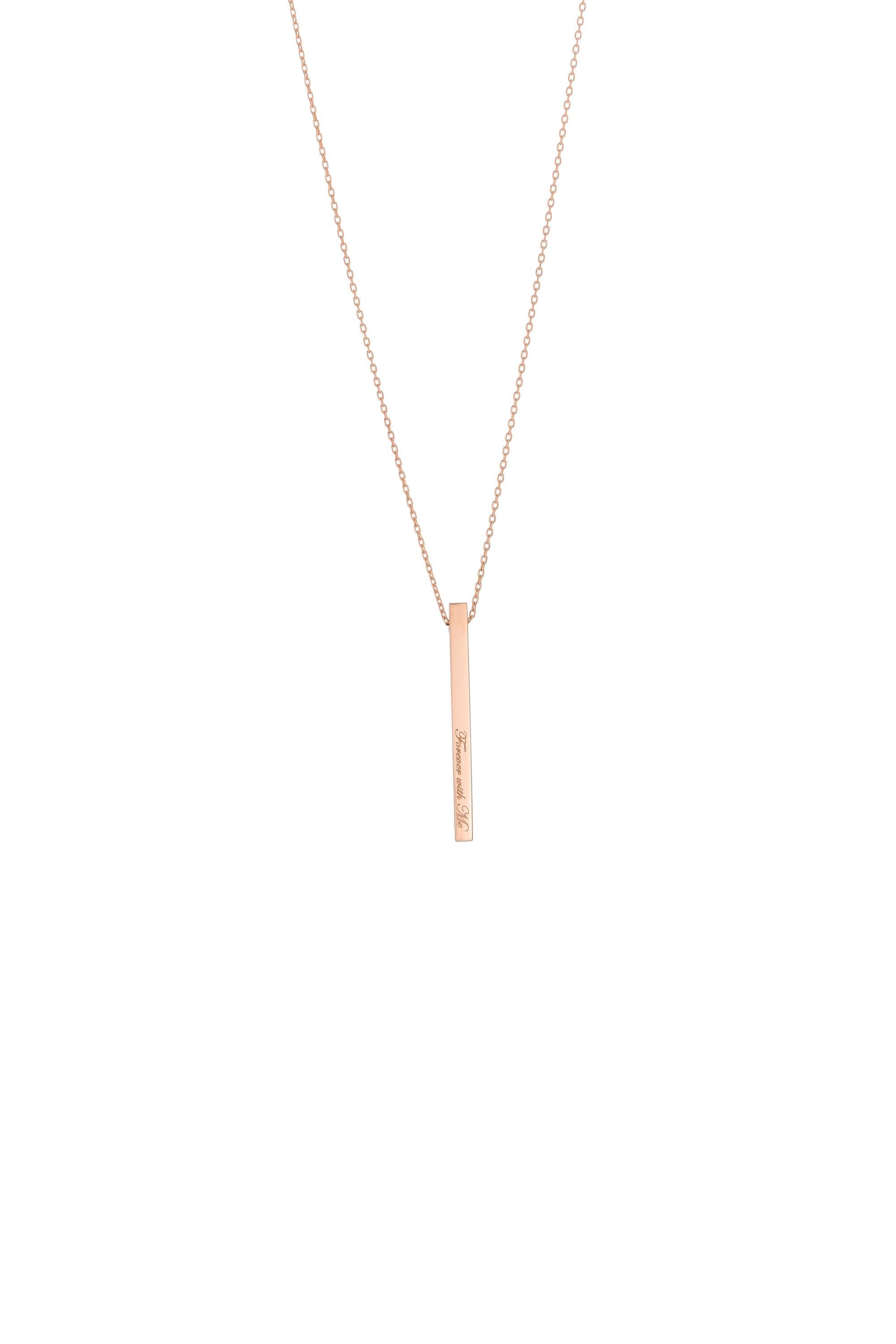 14k Solid Gold Vertical Bar Necklace • Minimalist Gold Pendant • Dainty Everyday Necklace • Fine Jewelry Gift for Her • Simple Gold Chain
