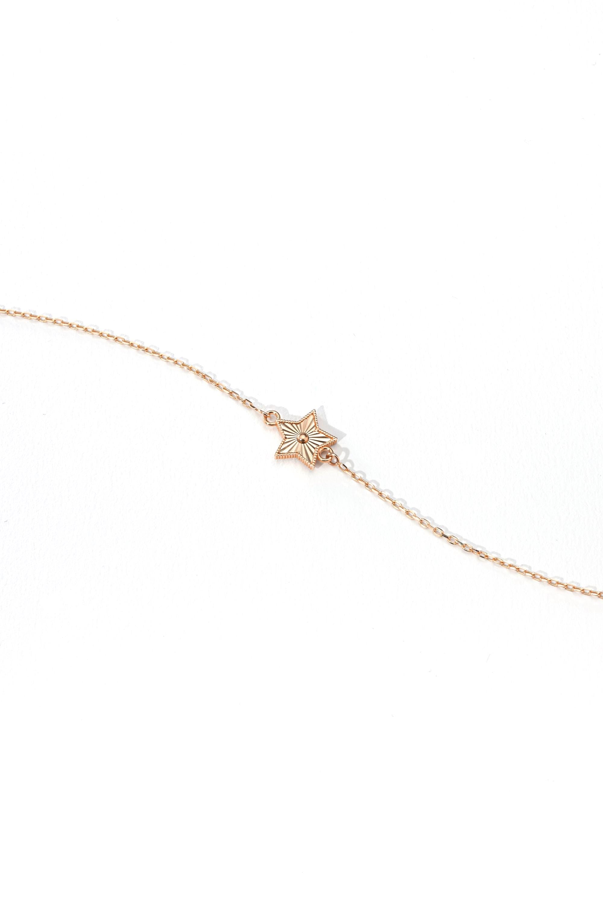 14K Solid Gold Star Bracelet