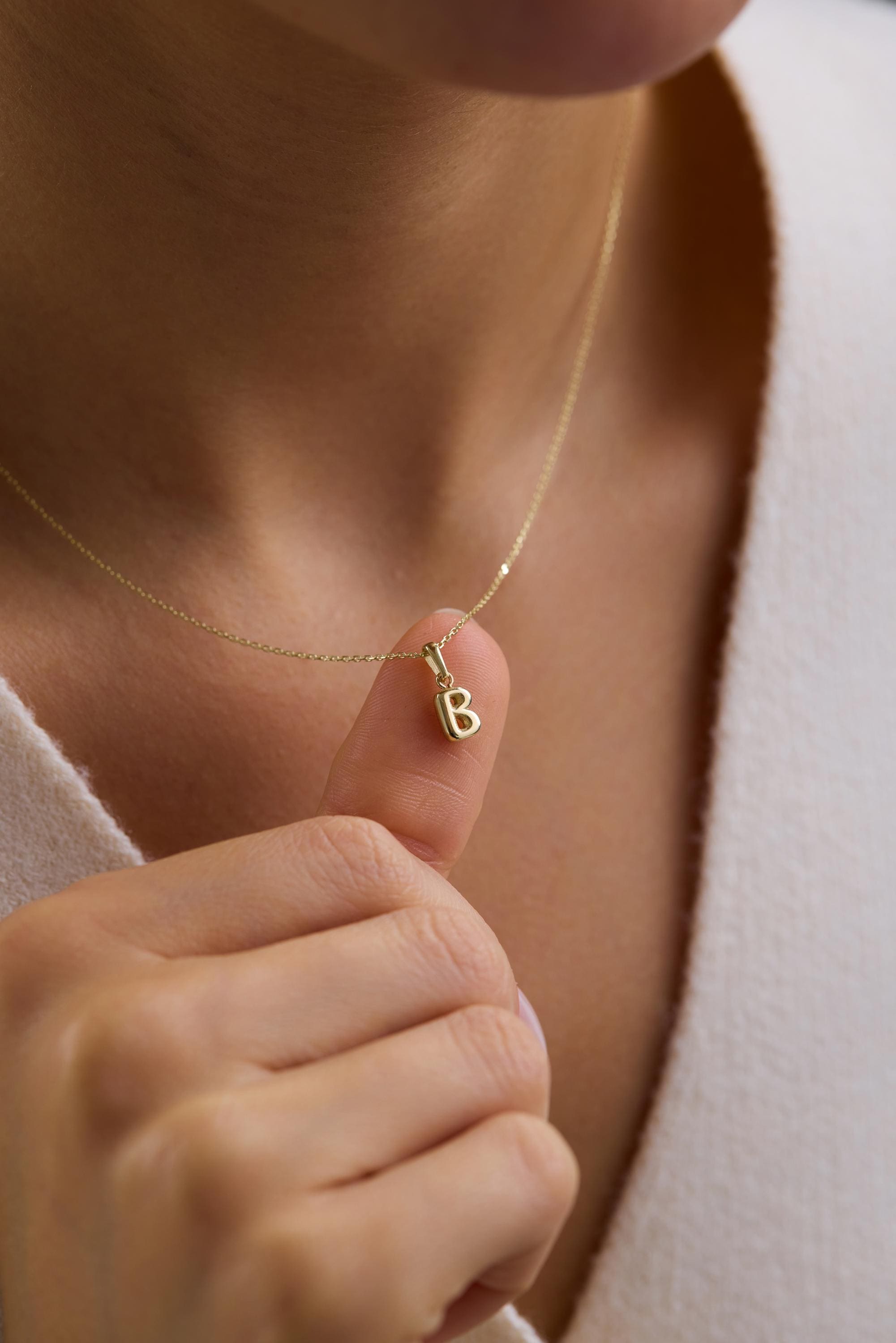 14K Gold Minimal Initial Necklace