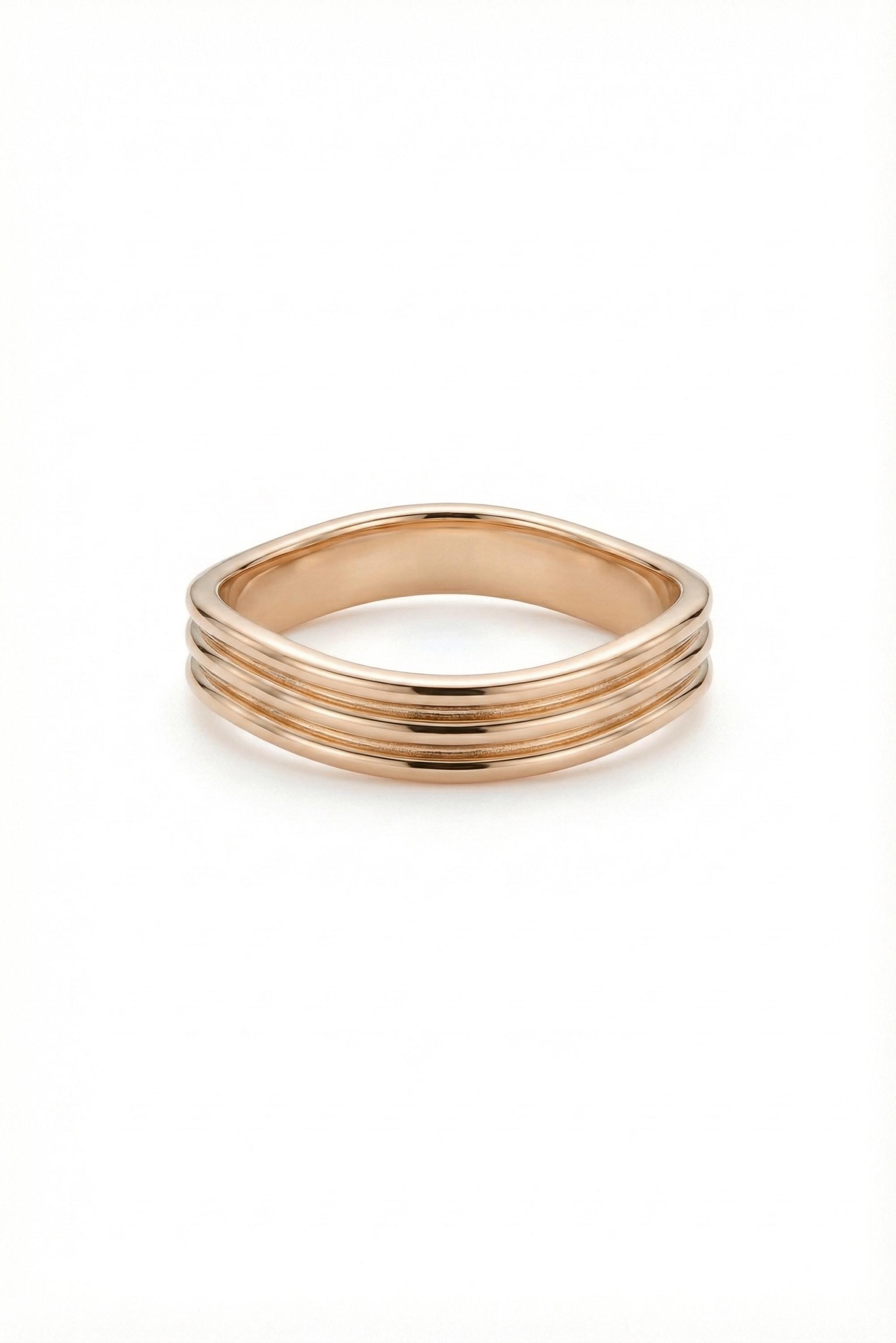 14K Gold Layered Wave Band Ring