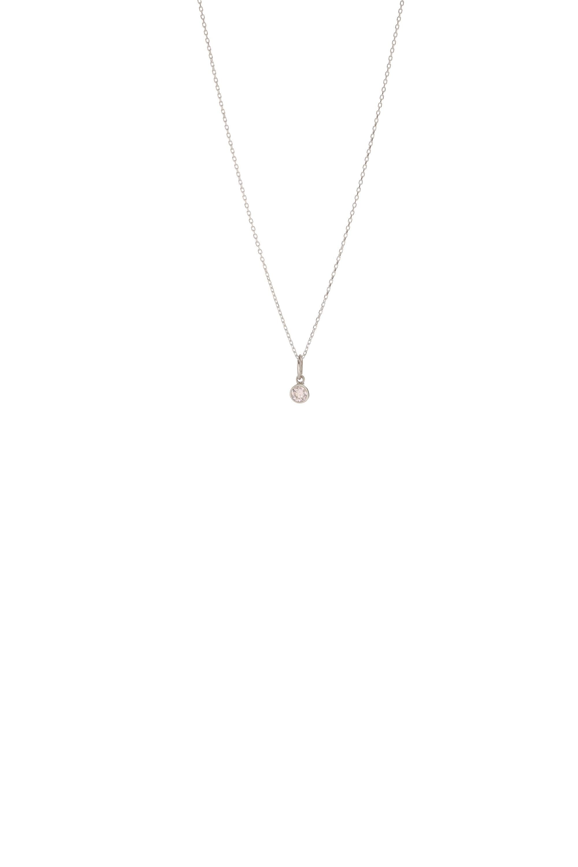 14K Solid Gold Solitaire Bezel Diamond Necklace