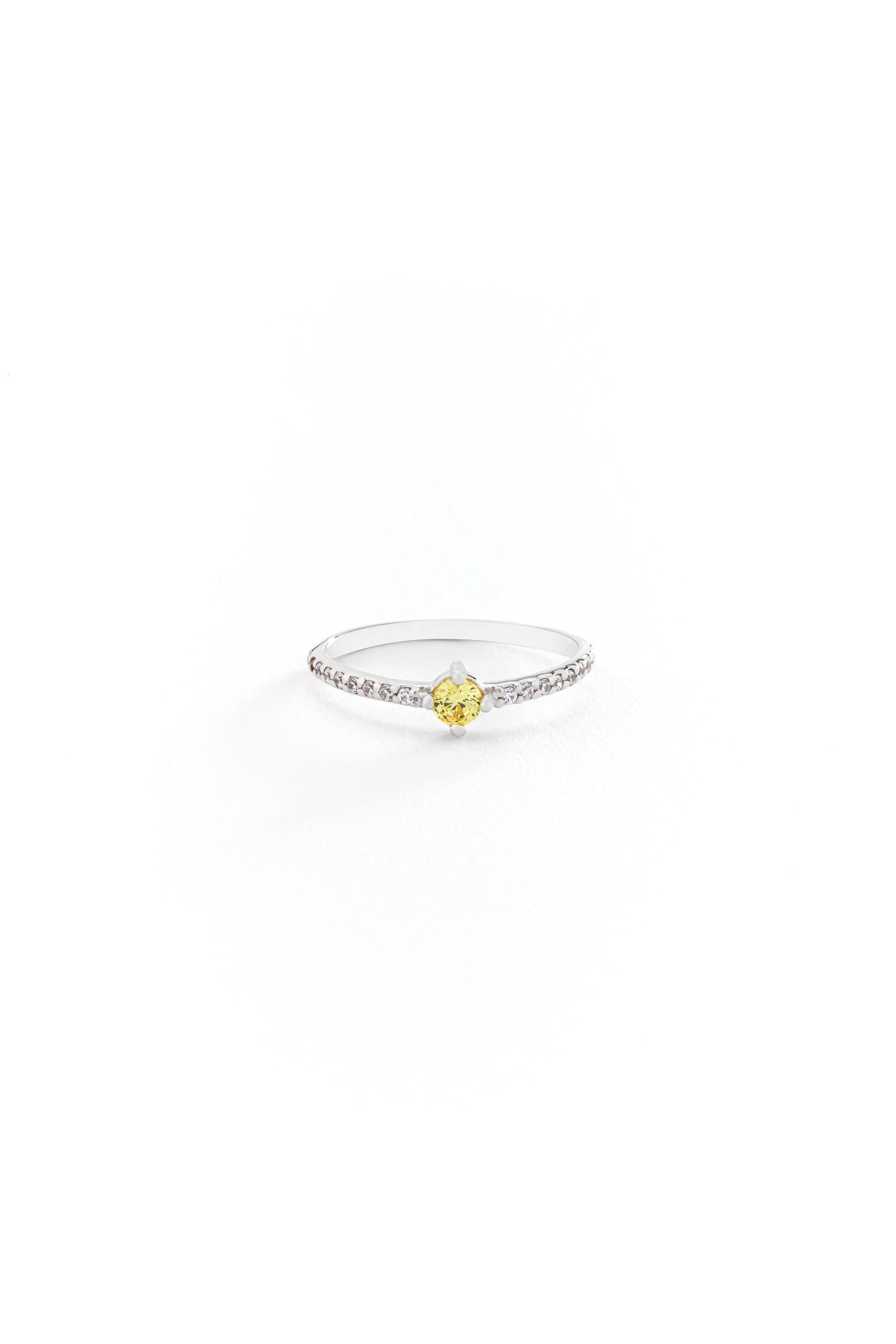 14k Solid Gold Half Eternity Citrine Ring