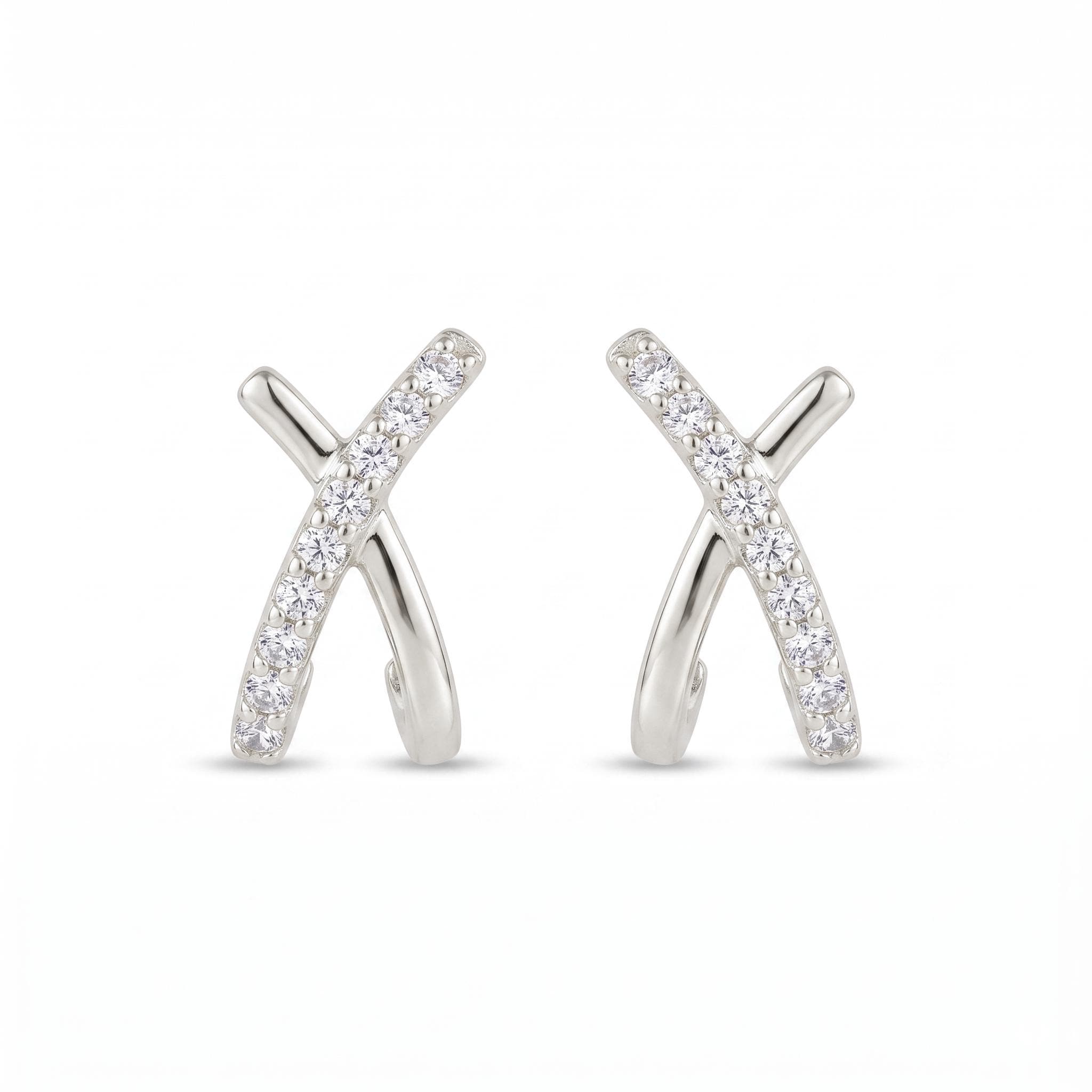 14K Gold Crossover Diamond Stud Earrings