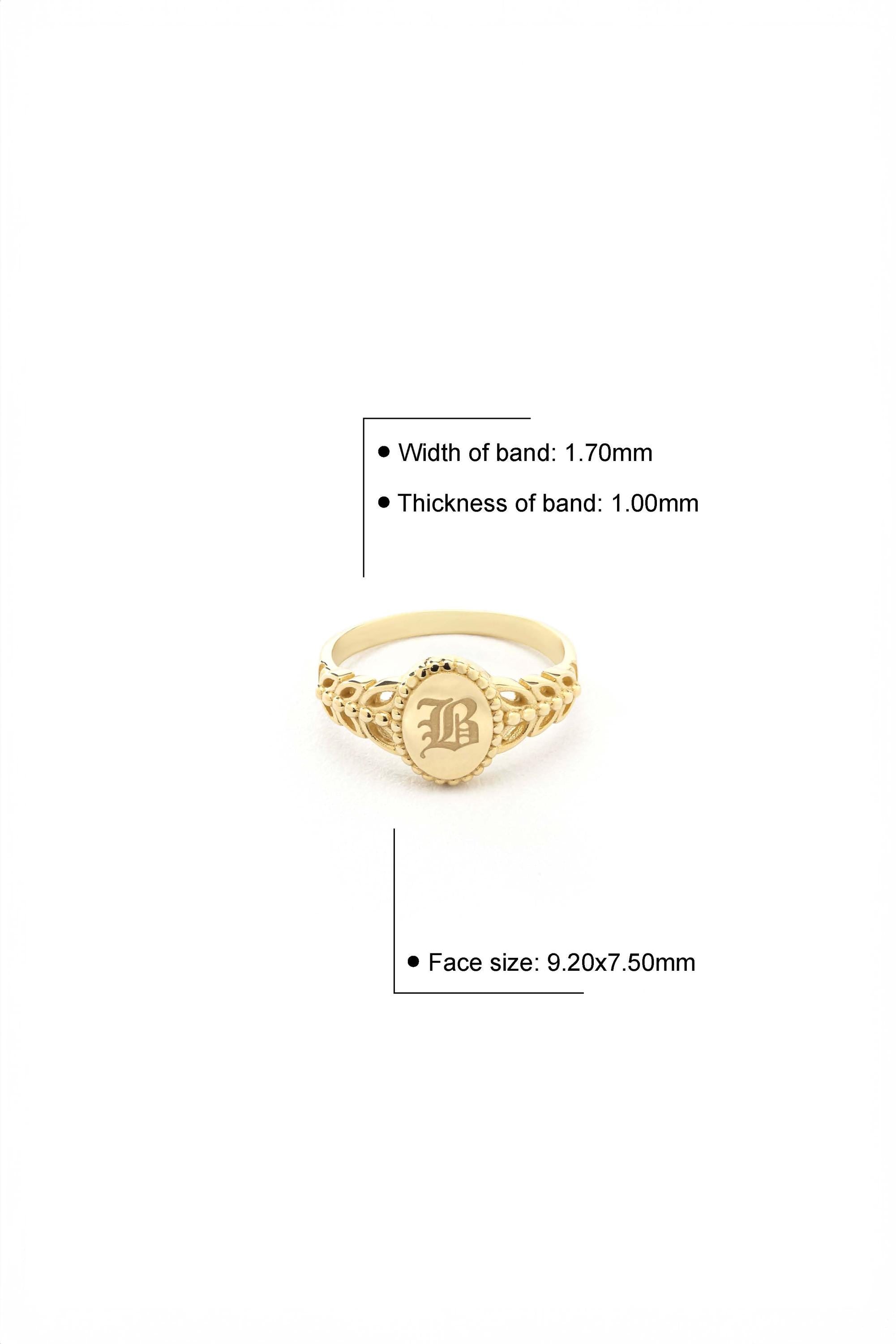 14K Gold Oval Filigree Signet Ring