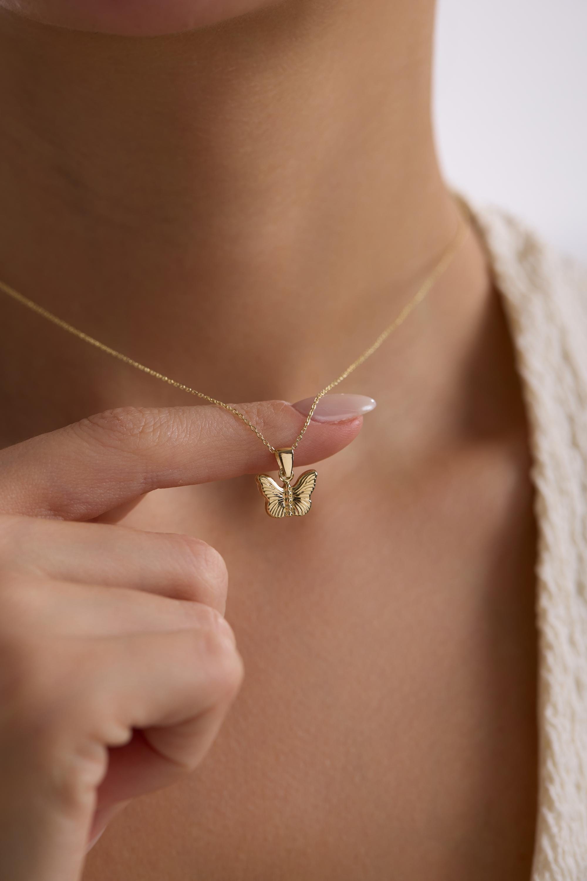 14K Gold Angel Pendant Necklace
