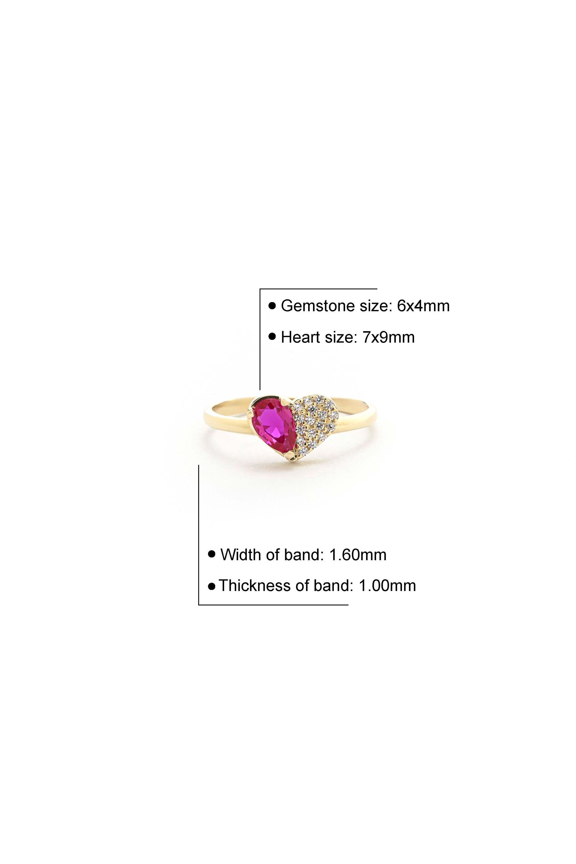 14K Solid Gold Pear Pink Gemstone & Diamond Ring