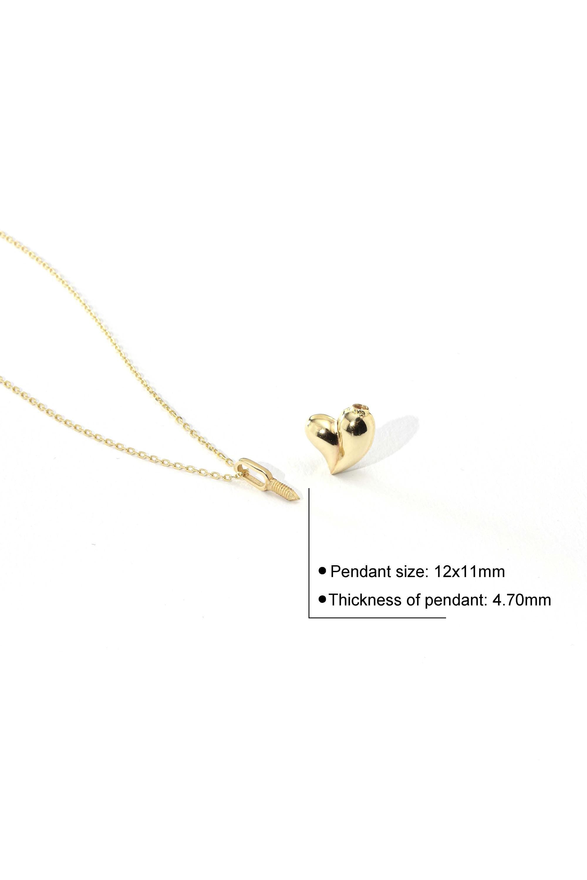 14K Gold Heart Urn Pendant