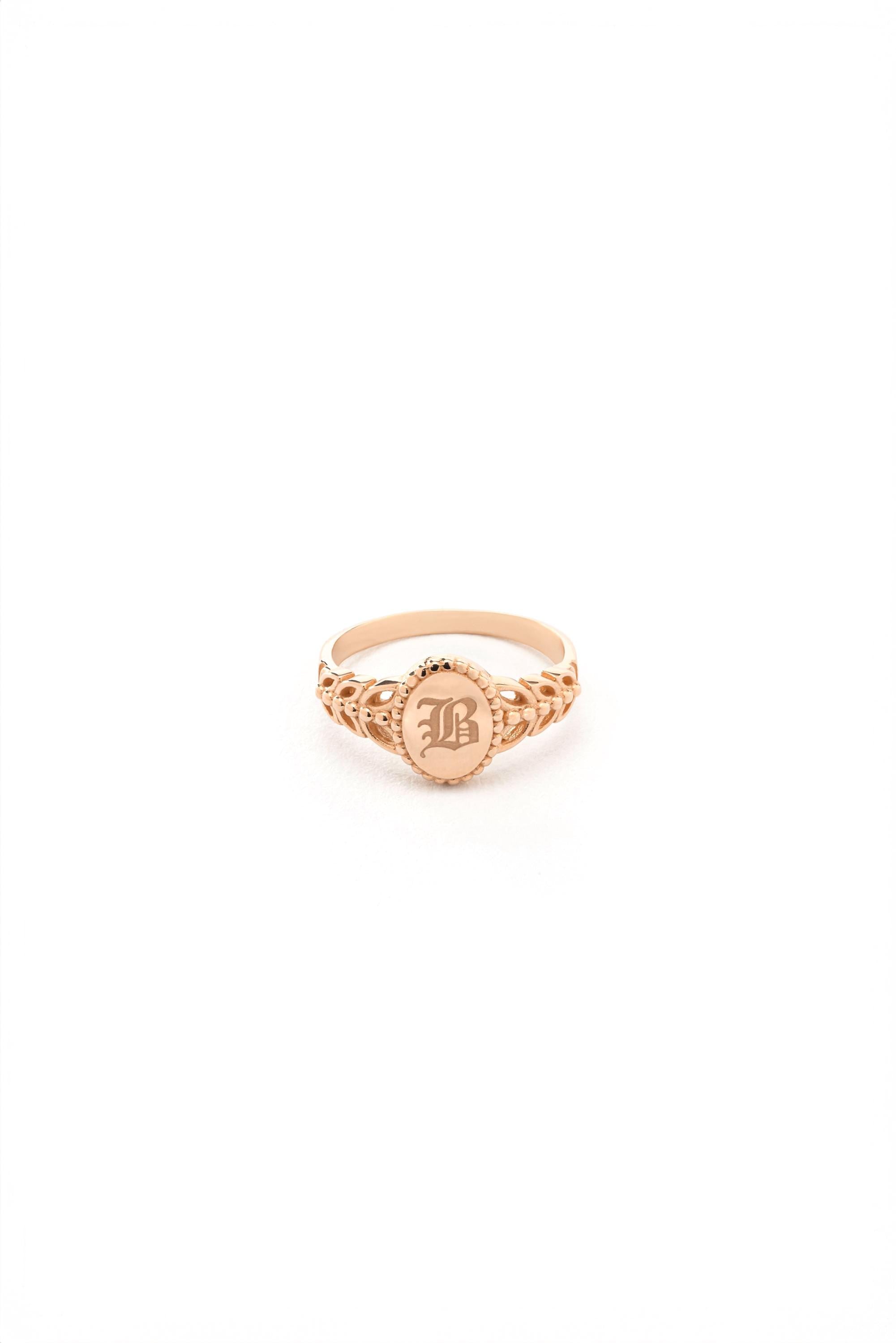 14K Gold Oval Filigree Signet Ring
