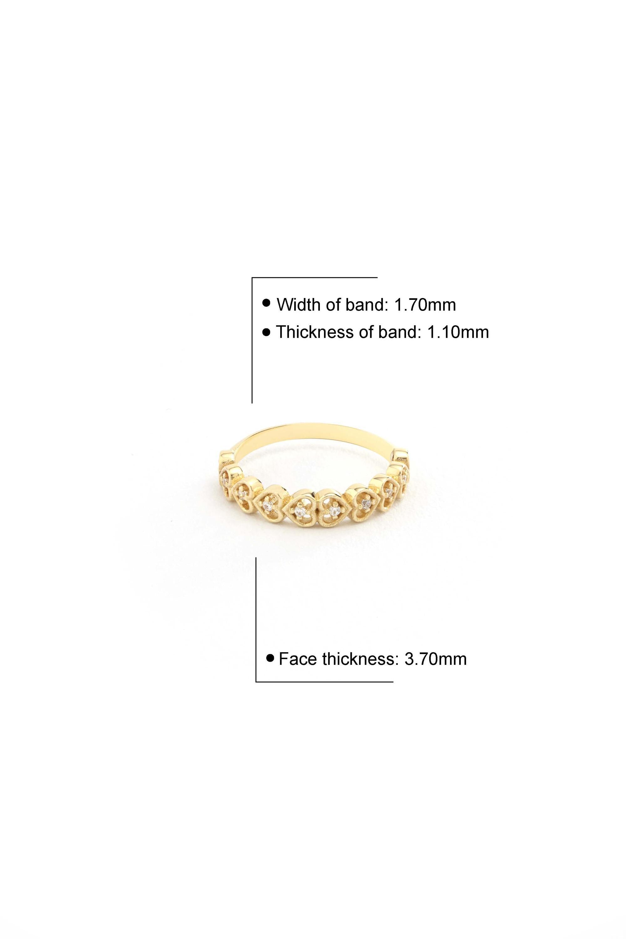 14K Gold CZ  Heart Band