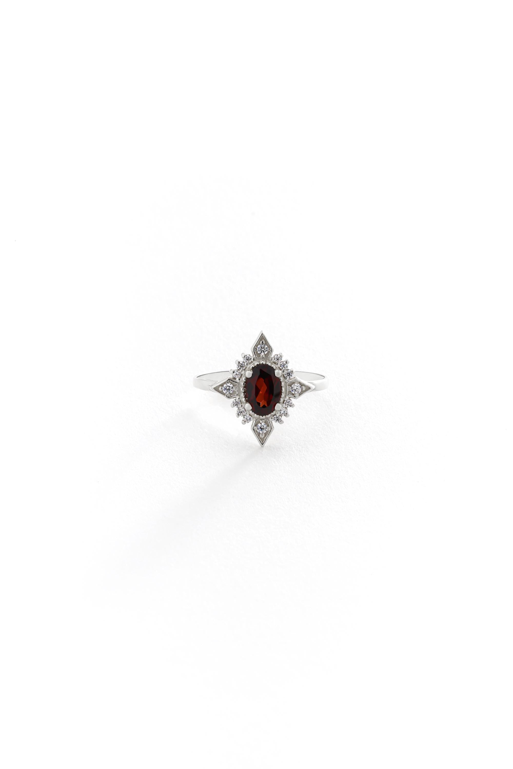 14K Gold Garnet Ring