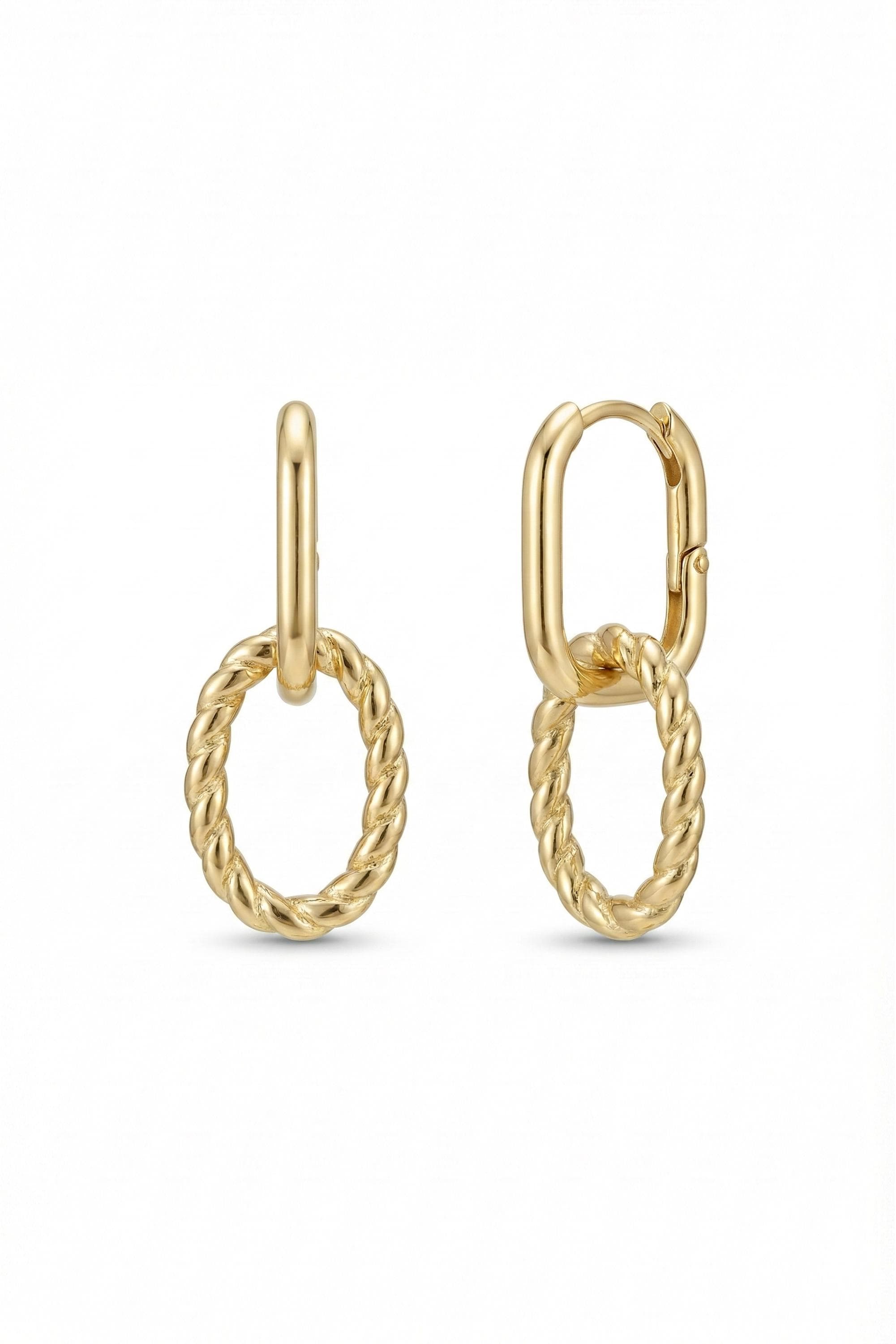 14K Gold Twisted Hoop Earrings