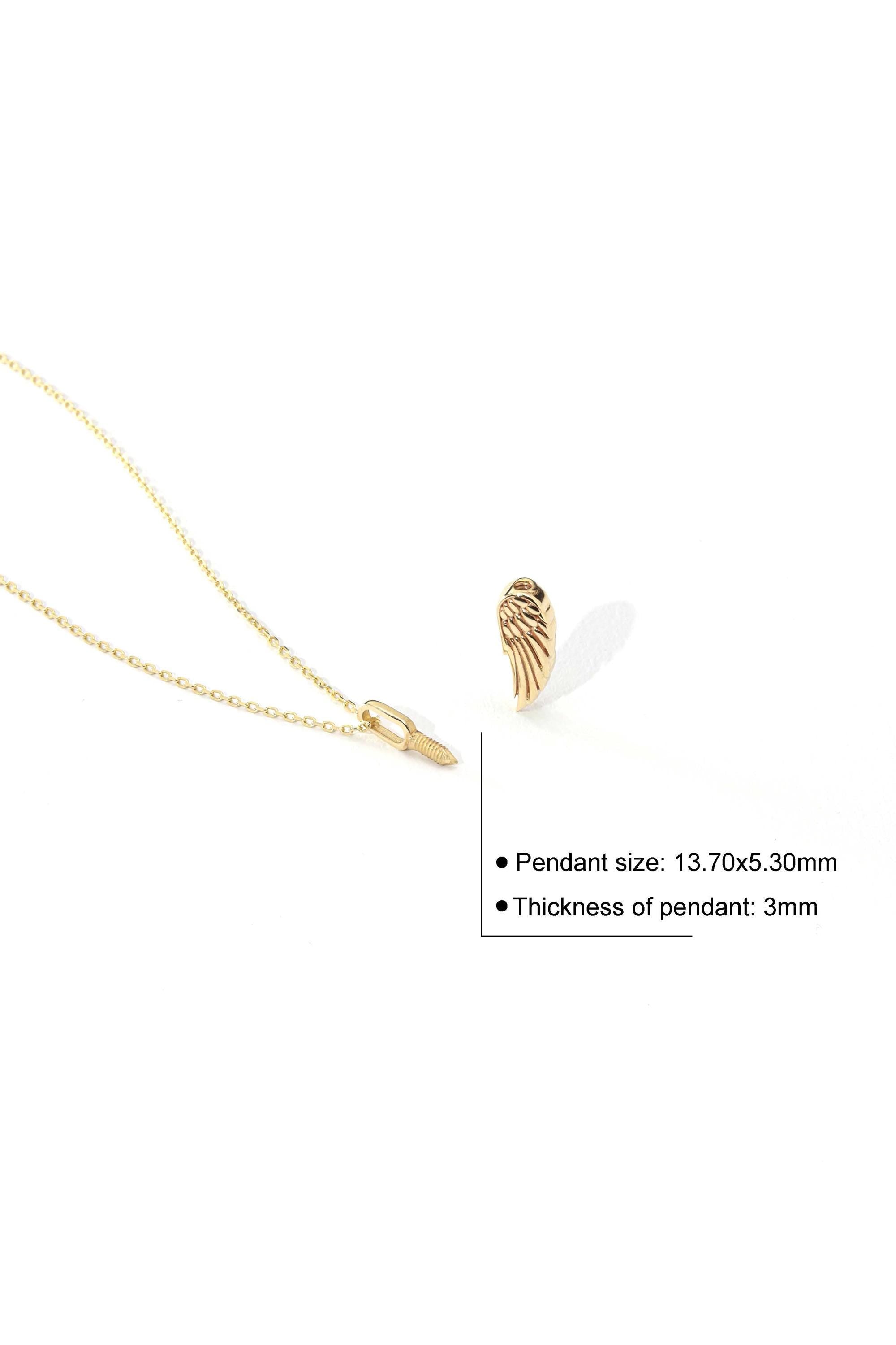 14K Solid Gold Angel Wing Urn Necklace