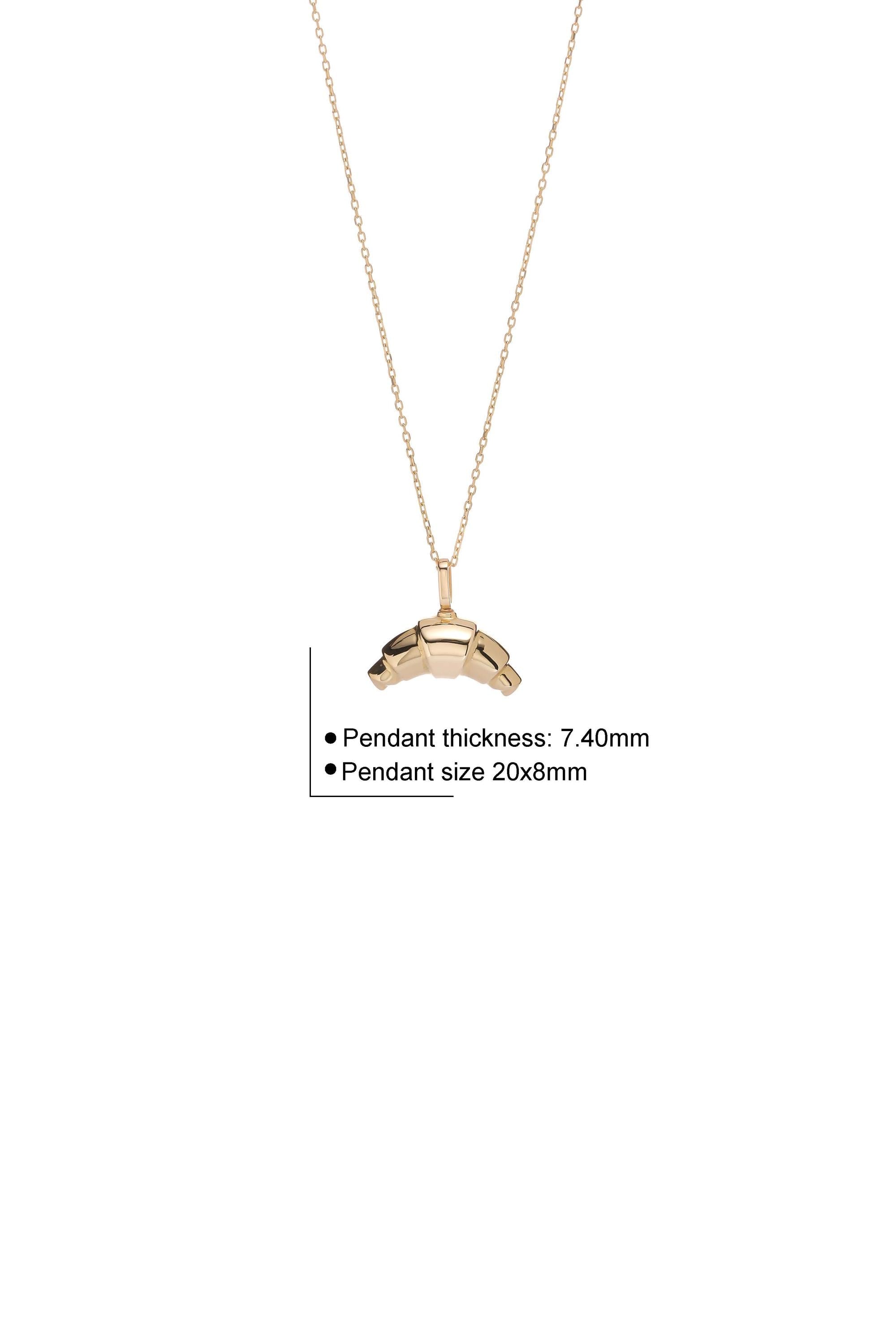 14K Gold Croissant Pendant Necklace