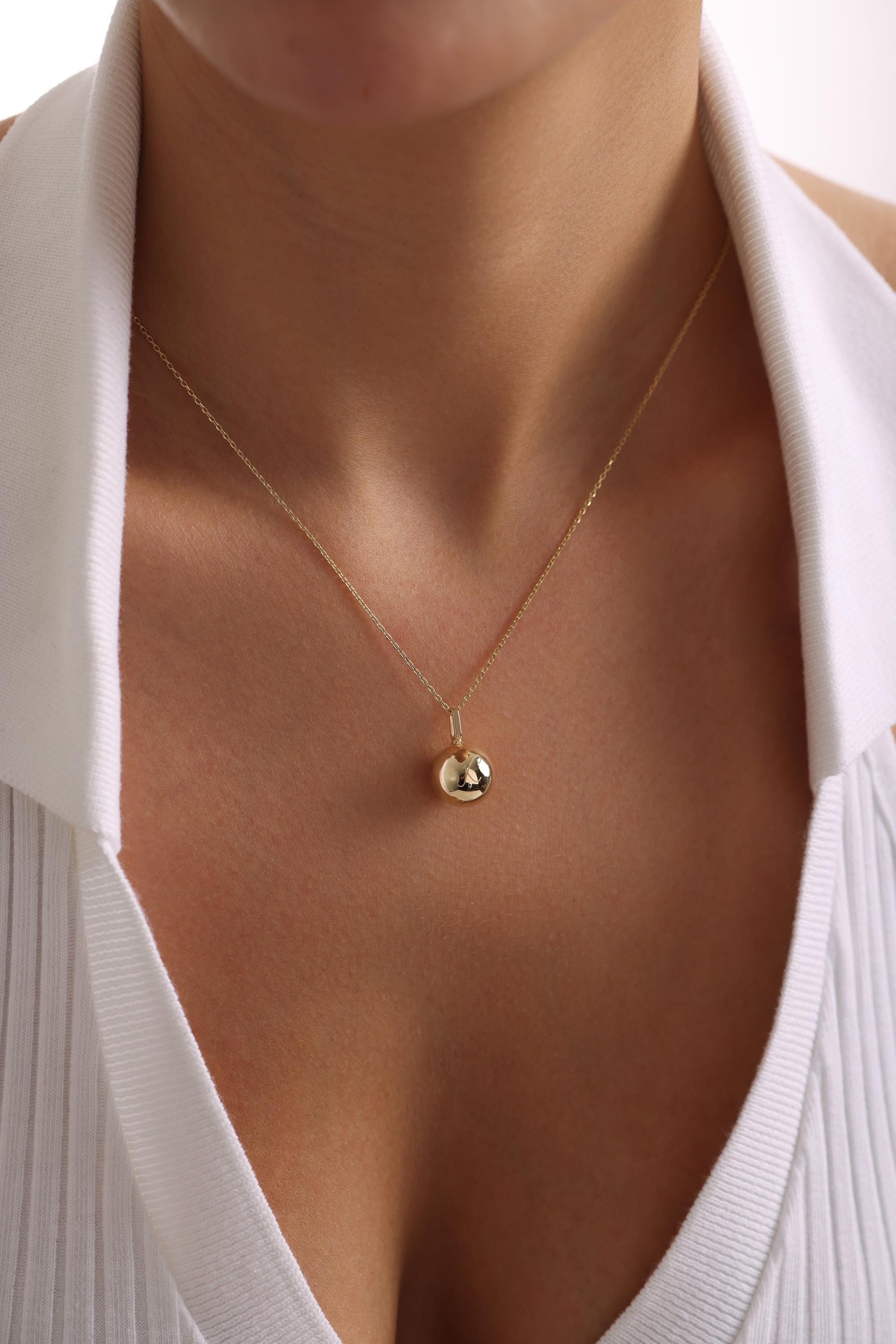 14K Gold Sphere Urn Necklace