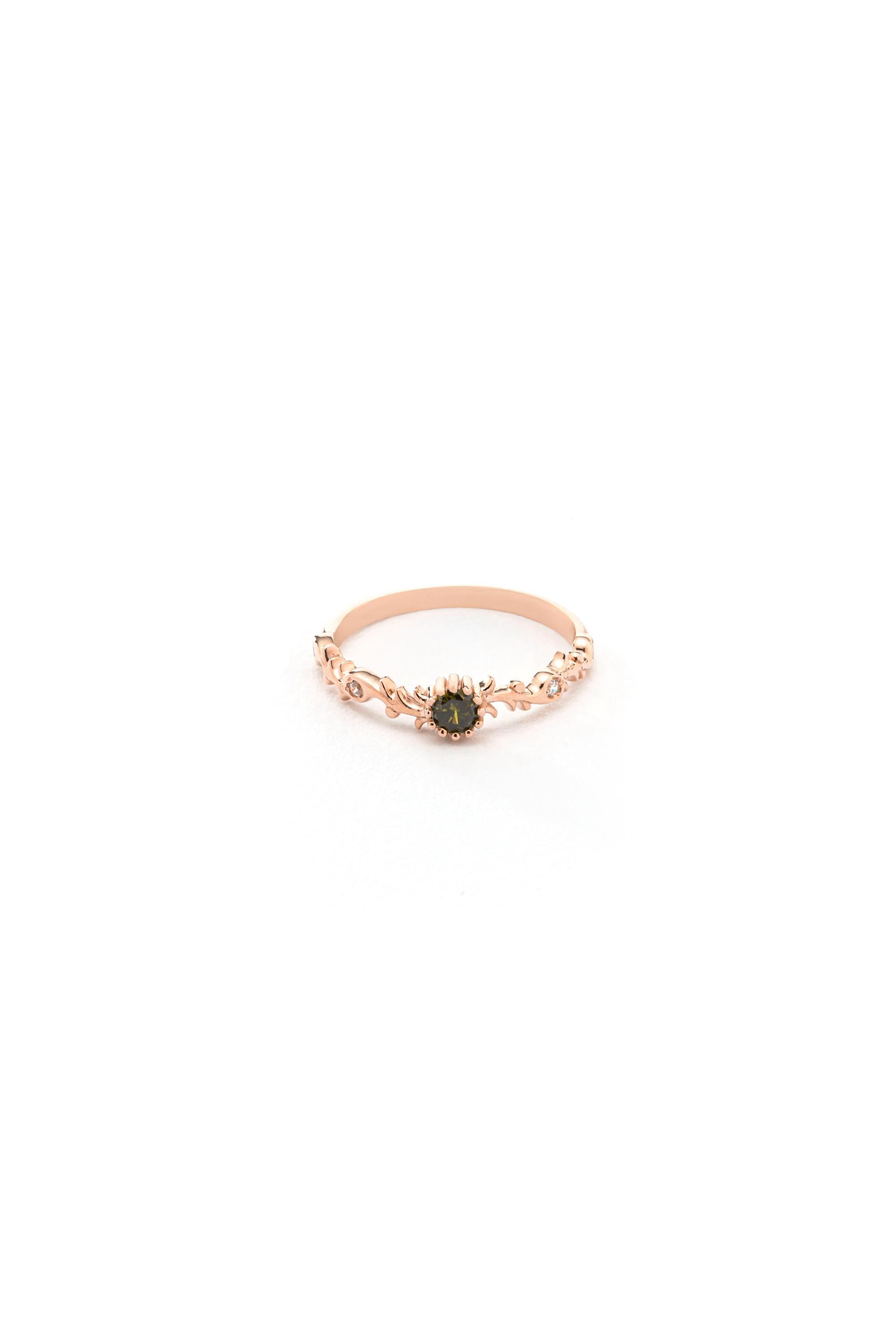14K Solid Gold 3mm Peridot Ring