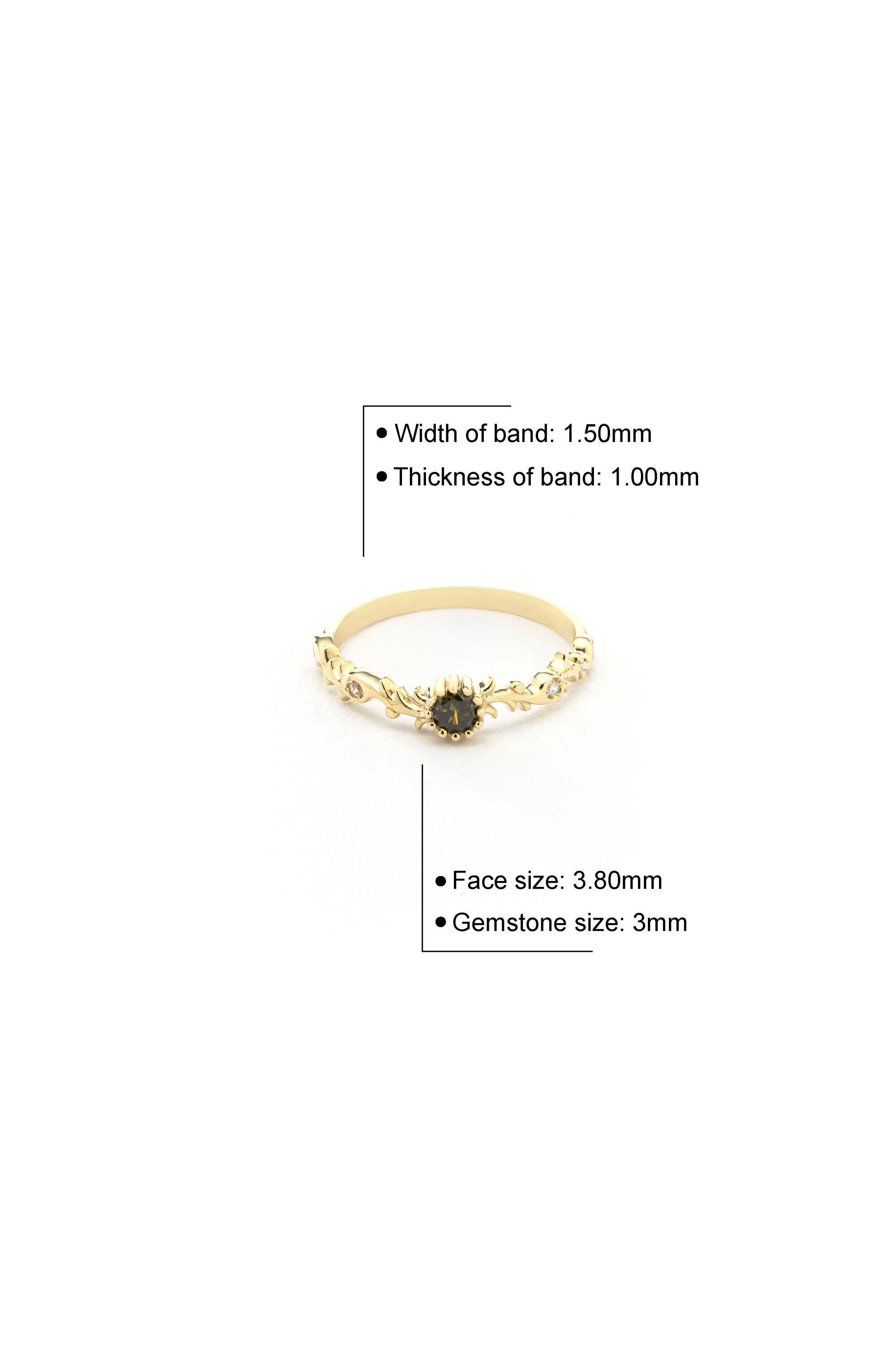 14K Solid Gold 3mm Peridot Ring