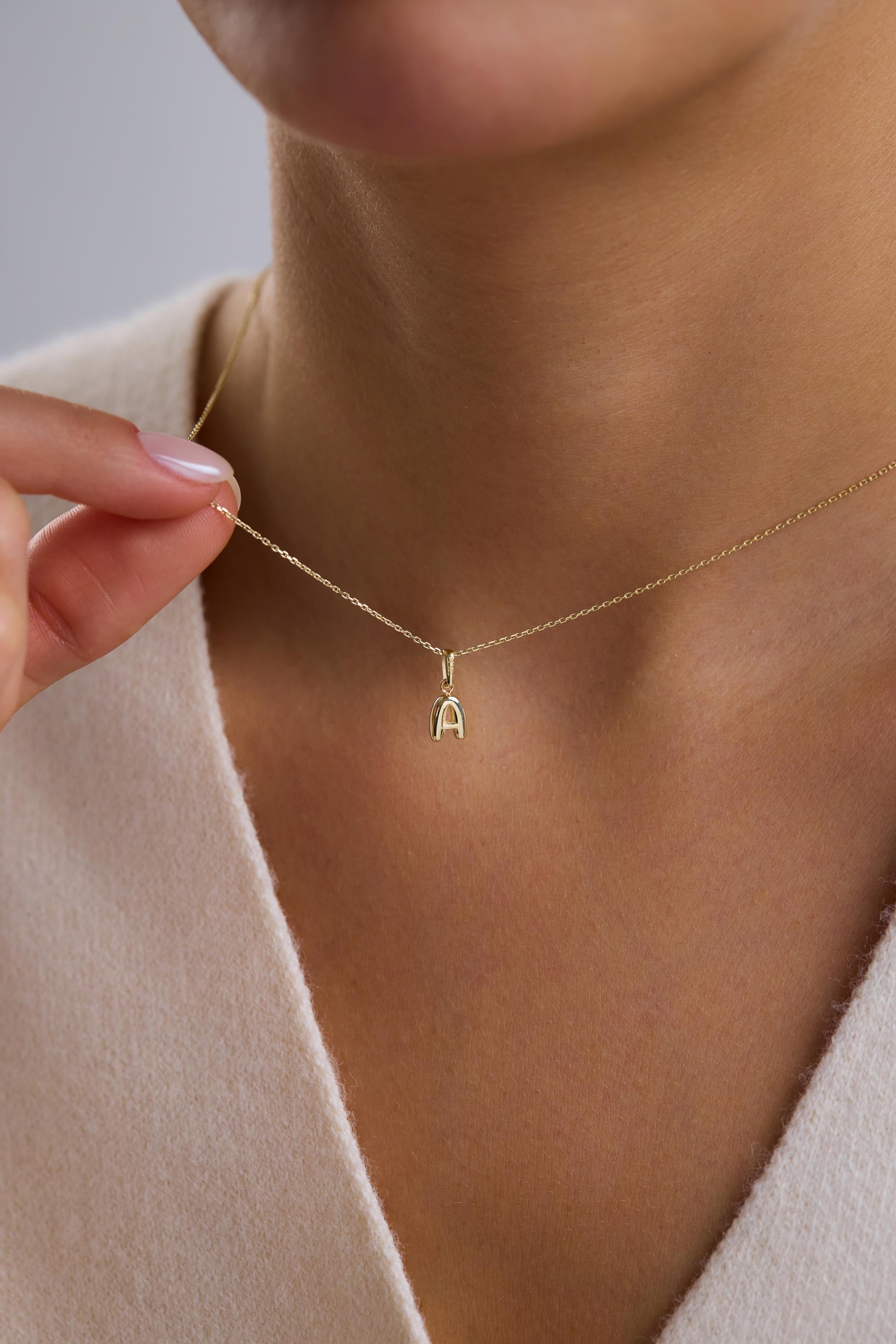 14K Gold Minimal Initial Necklace
