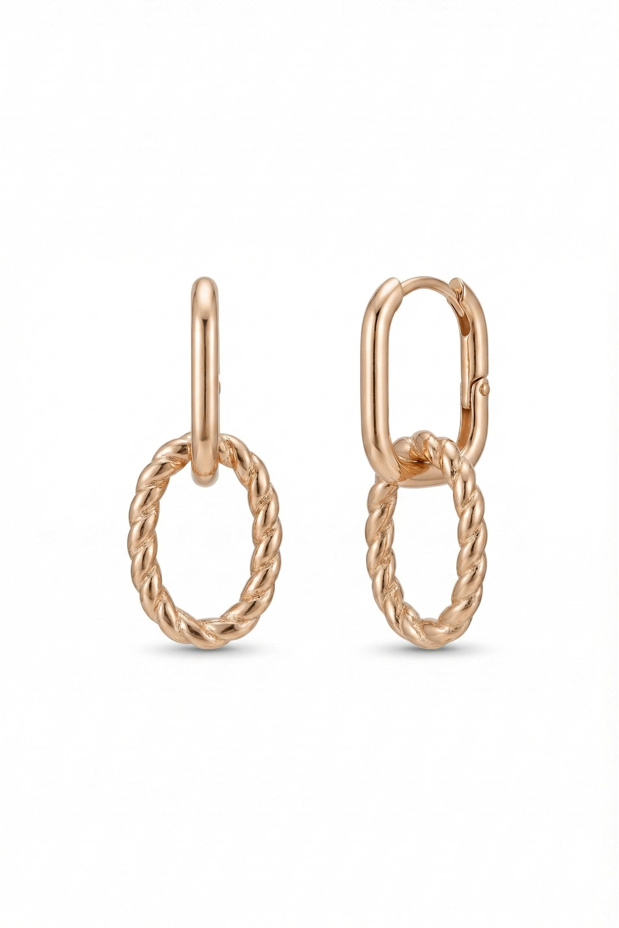 14K Gold Twisted Hoop Earrings