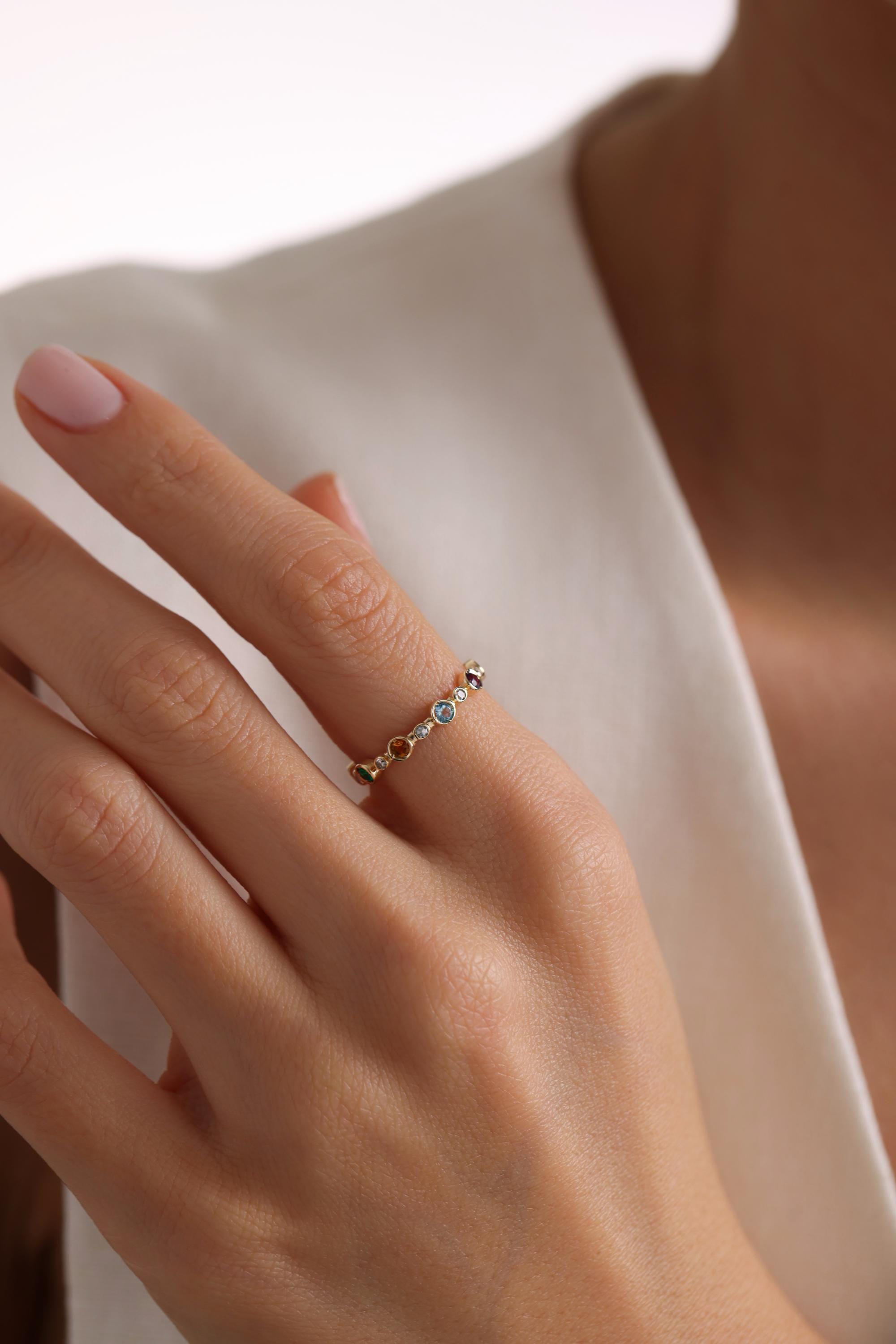 14k Gold Family Birthstone Ring