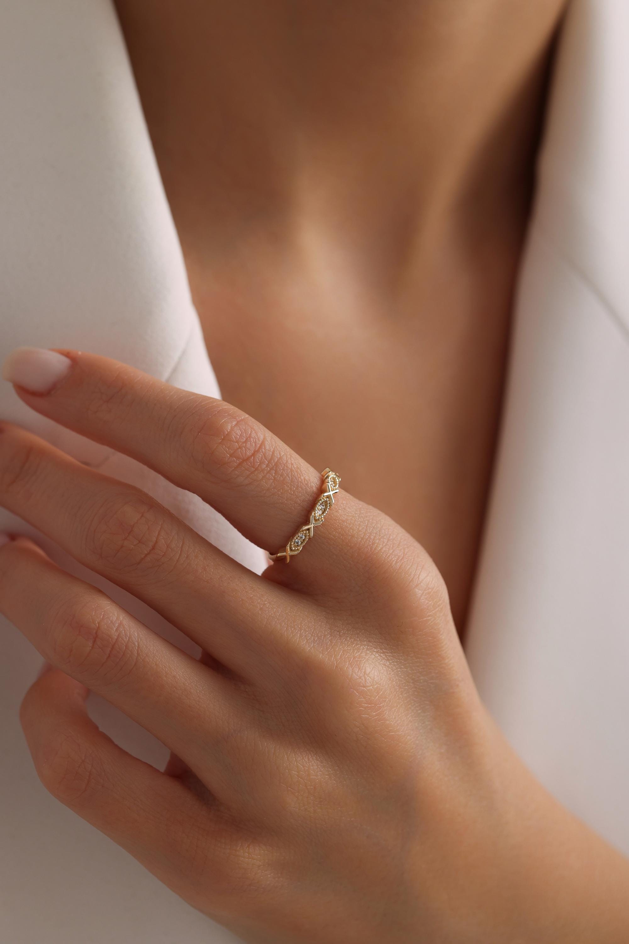 14K Solid Gold XOXO Ring
