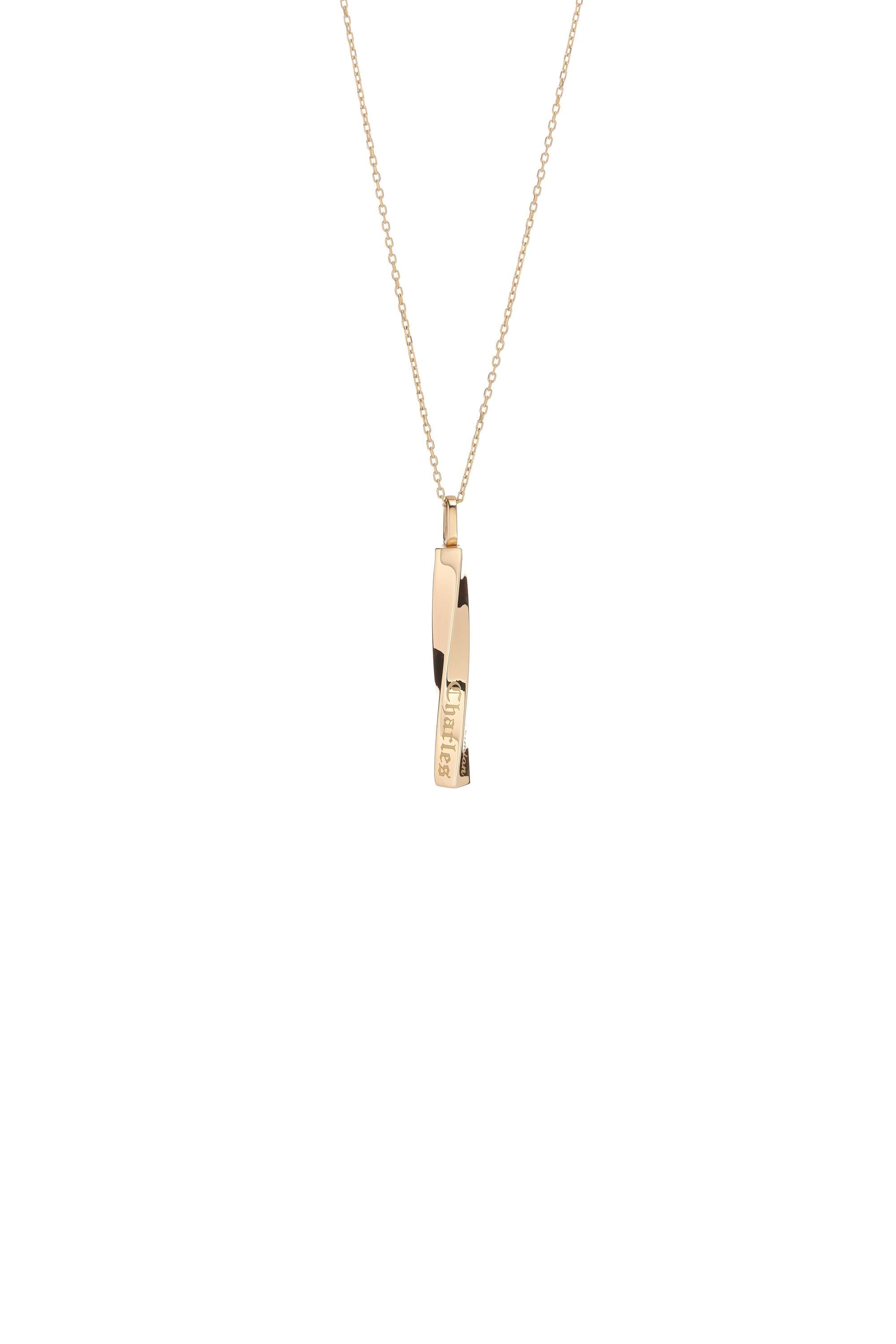 Solid Gold Urn Necklace – Twisted Bar Memorial Pendant