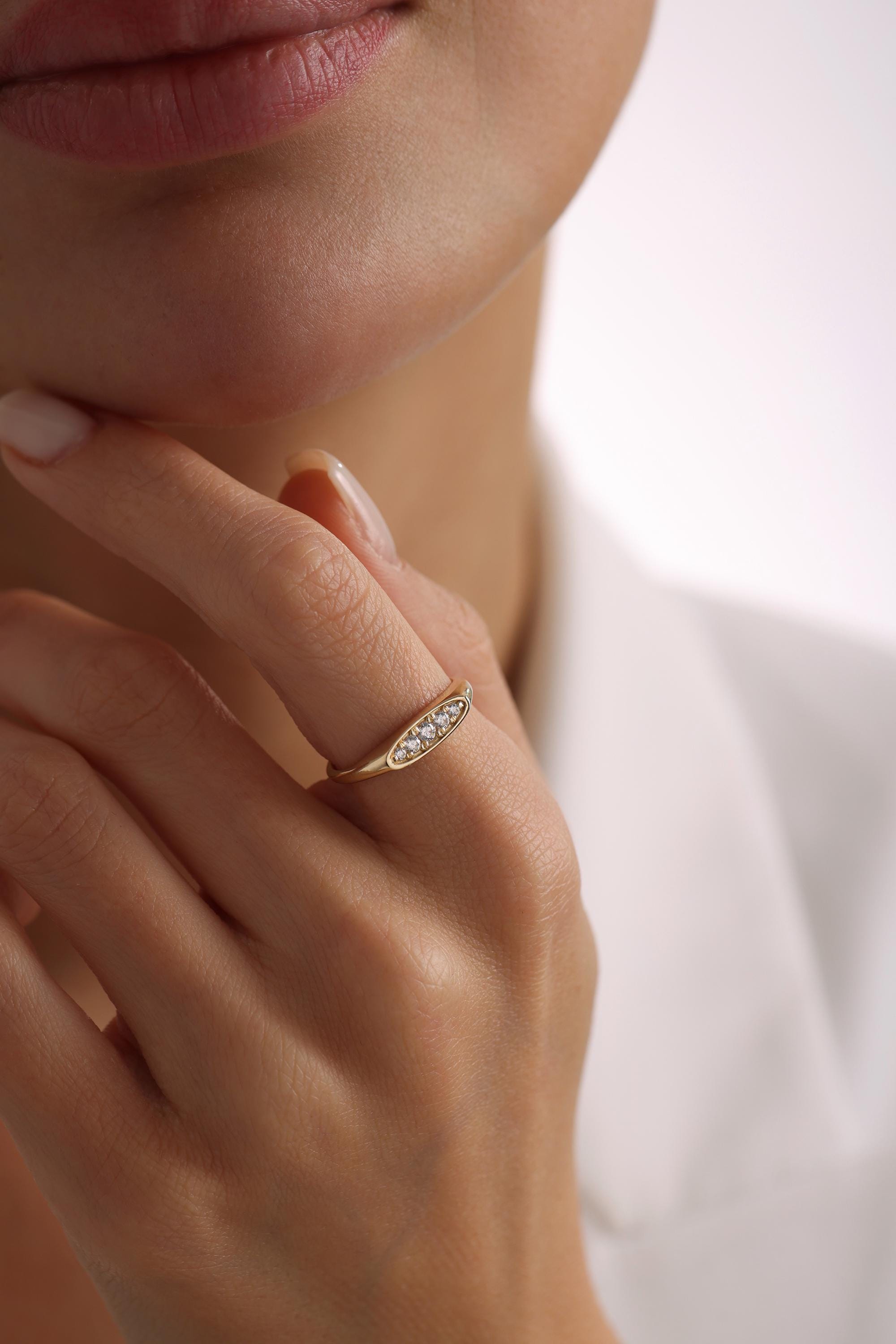 14K Solid Gold Marquise Diamond Cluster Ring