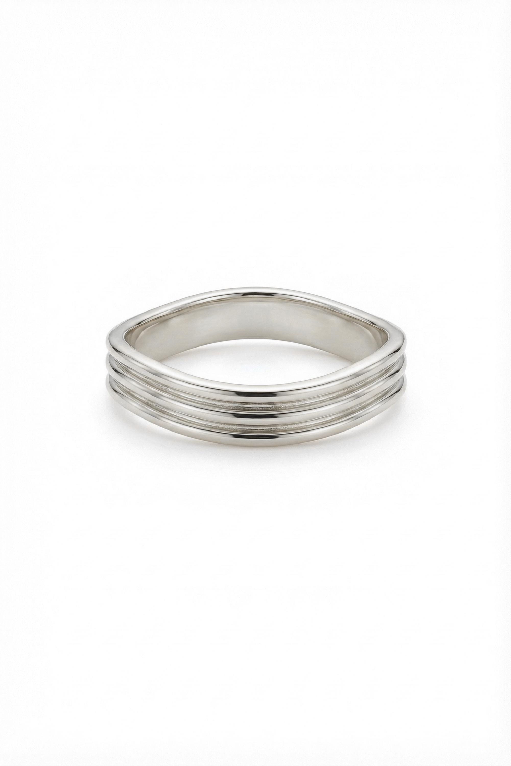 14K Gold Layered Wave Band Ring